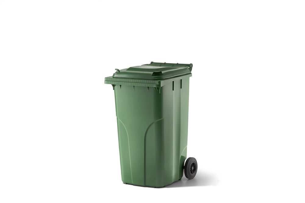 Verwo Abfallcontainer – 240 l – mit Deckel – Kunststoff, Grün – B × H × T 580 × 1060 × 740 mm