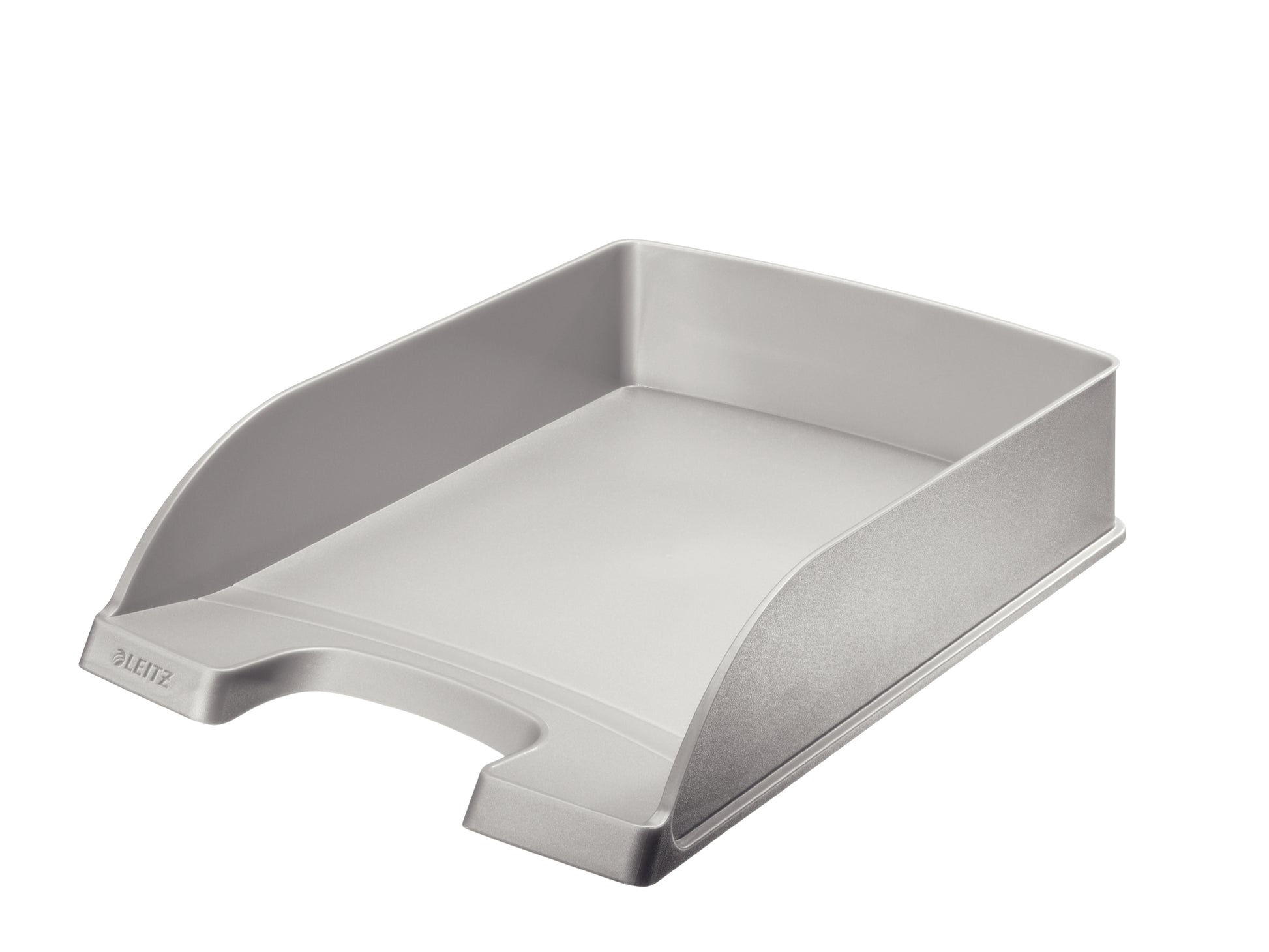 Leitz Briefkorb – mit Griffausschnitt, mit Beschriftungsfeld, matt, silber, B 255 × H 70 × T 357 mm