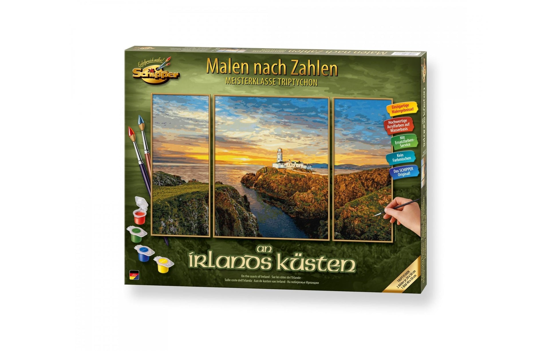 Schipper Irlands Küste – Malen-nach-Zahlen-Set – 3-teilig, 40 × 50 cm + 2 × 20 × 50 cm – ab 14 Jahren