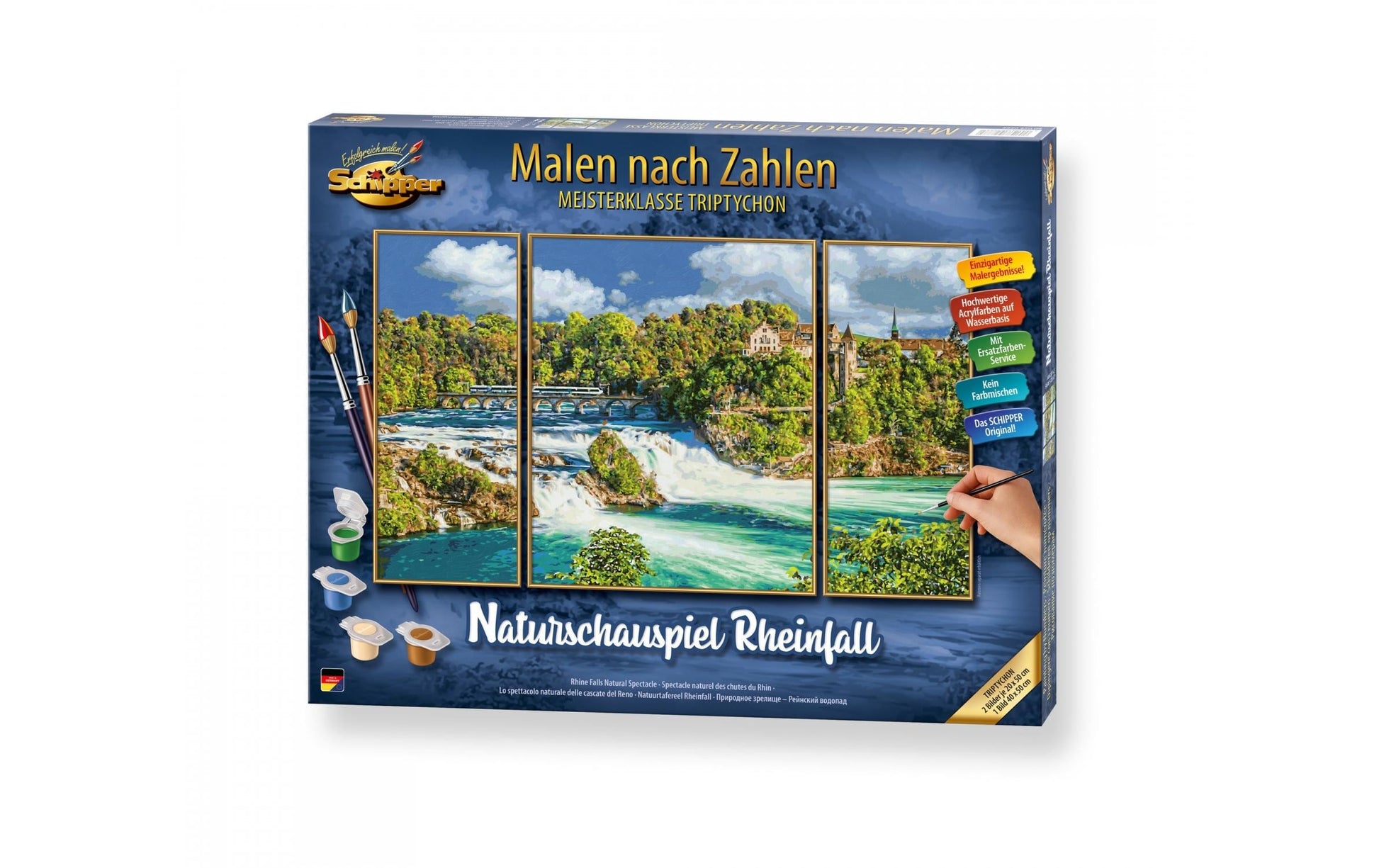 Schipper Naturschauspiel Rheinfall – Malen-nach-Zahlen-Set – 3-teilig, 40/20 × 50 cm – ab 14 Jahren