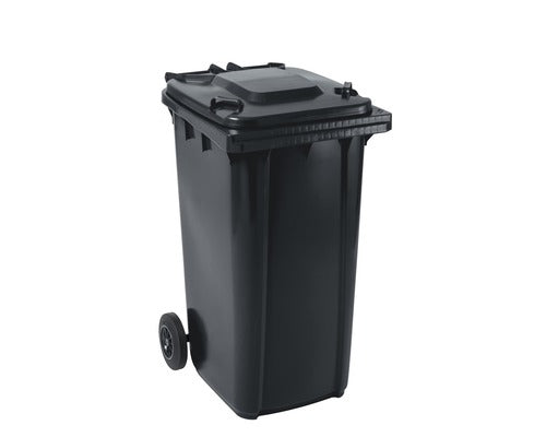 Verwo Abfallcontainer – 240 l – mit Deckel – Kunststoff, Anthrazit – B × H × T 580 × 1060 × 740 mm