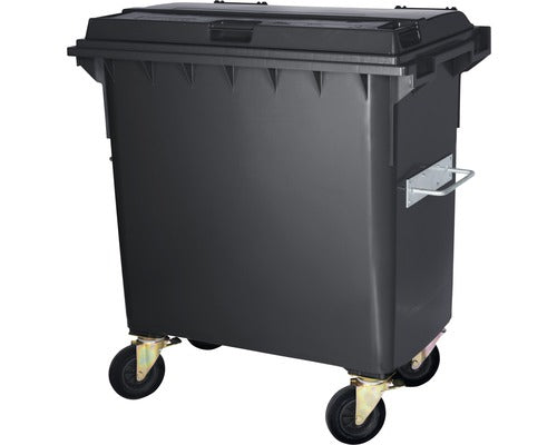 Verwo Abfallcontainer – 770 l – mit Deckel – Kunststoff, Anthrazit – B × H × T 1340 × 1310 × 780 mm
