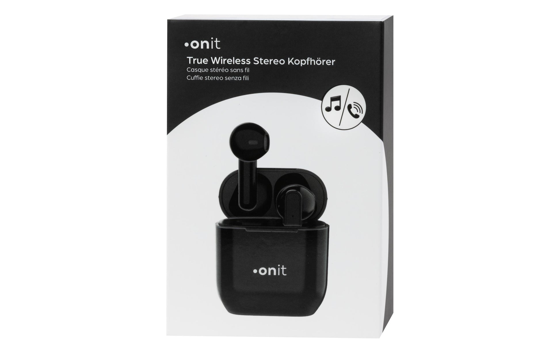 ONIT TWS Headset Start – True Wireless In-Ear Kopfhörer – Bluetooth 5,0, USB-C, Mikrofon – Schwarz, bis 3 h