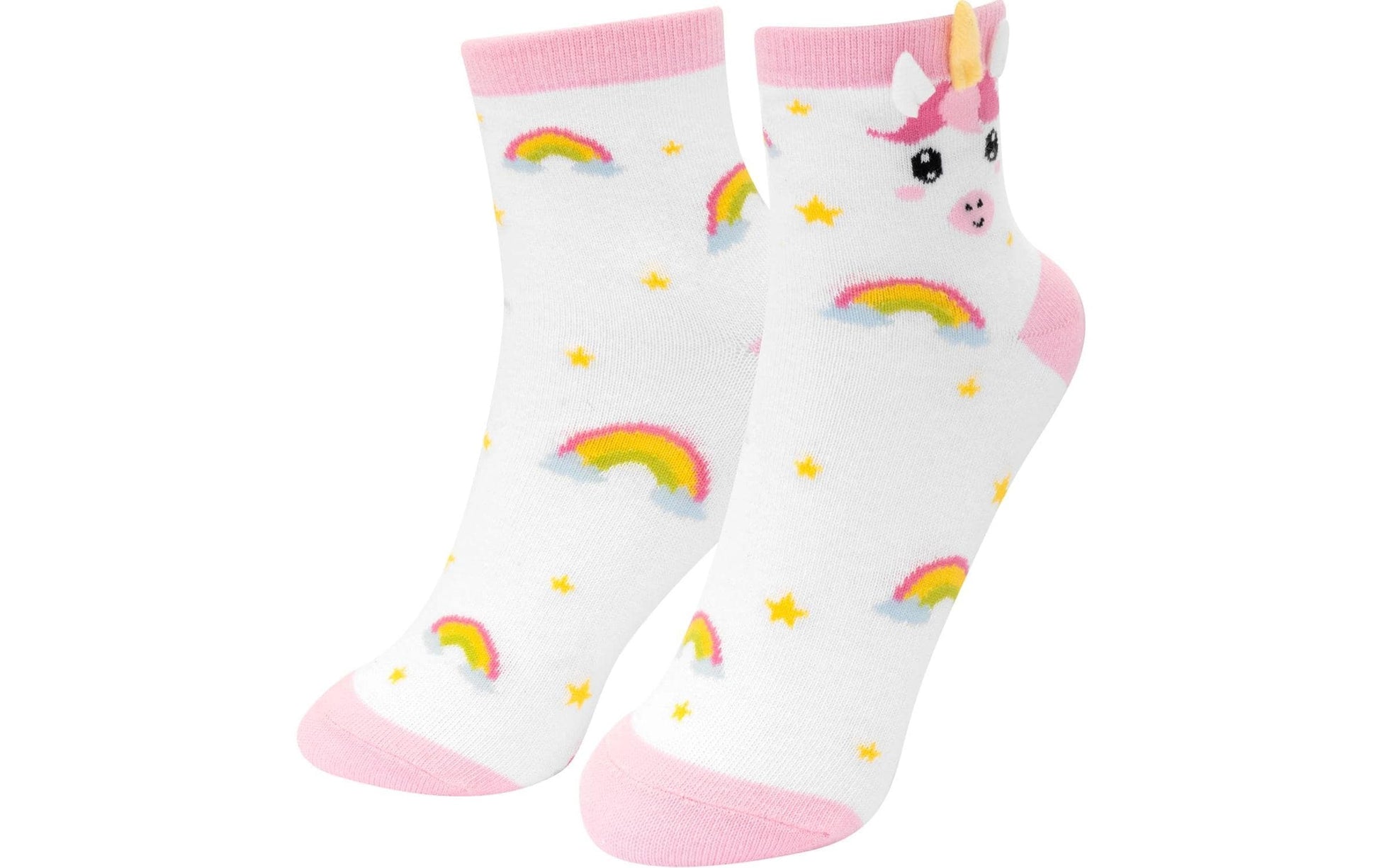 Sheepworld Zaubersocken Einhorn – Grösse 30–35, Weiss, 80% Baumwolle/15% Nylon/5% Elasthan, 4 Paar