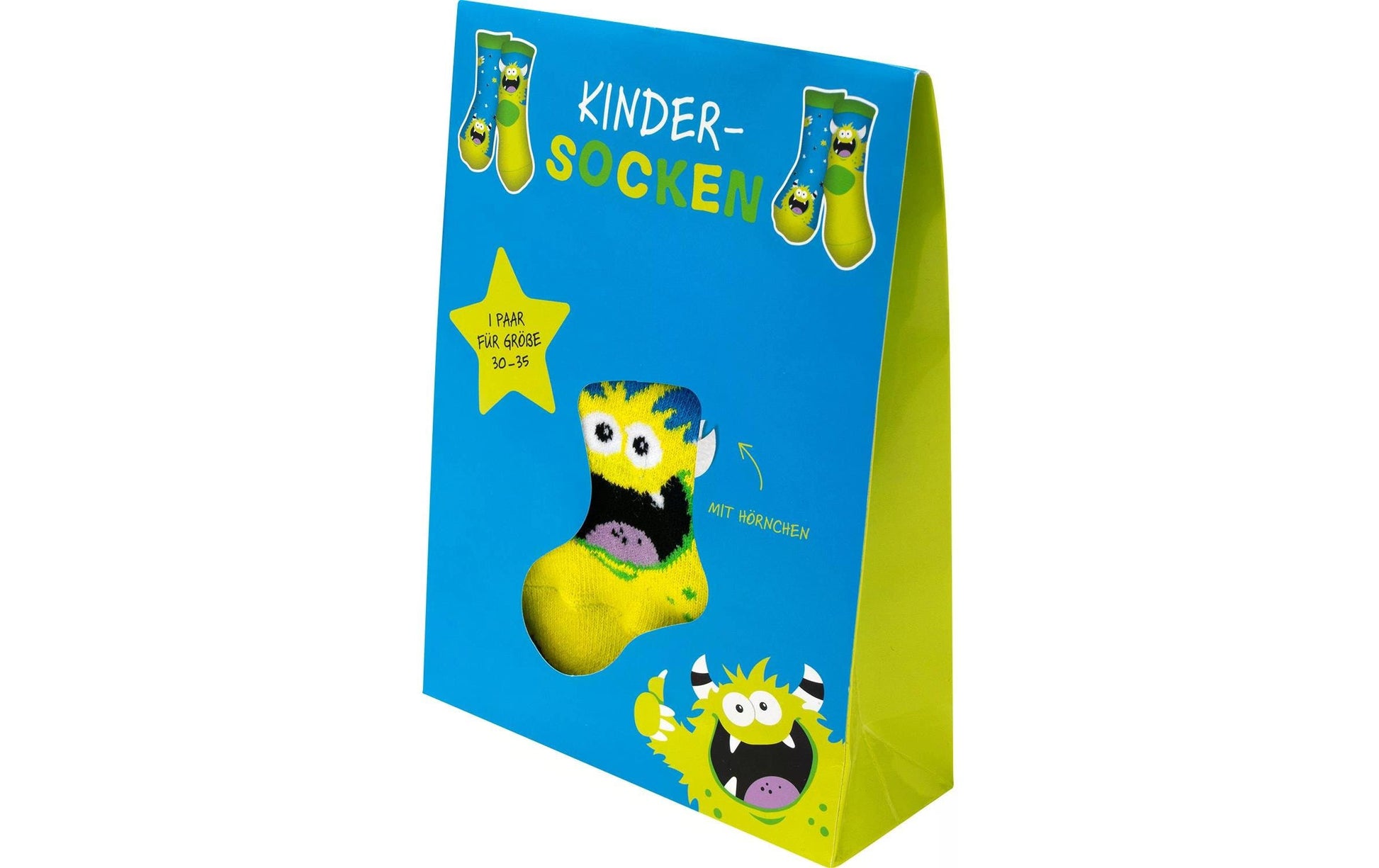 Sheepworld Zaubersocken Monster – Grösse 30–35, Grün, 80% Baumwolle/15% Nylon/5% Elasthan, 4 Paar