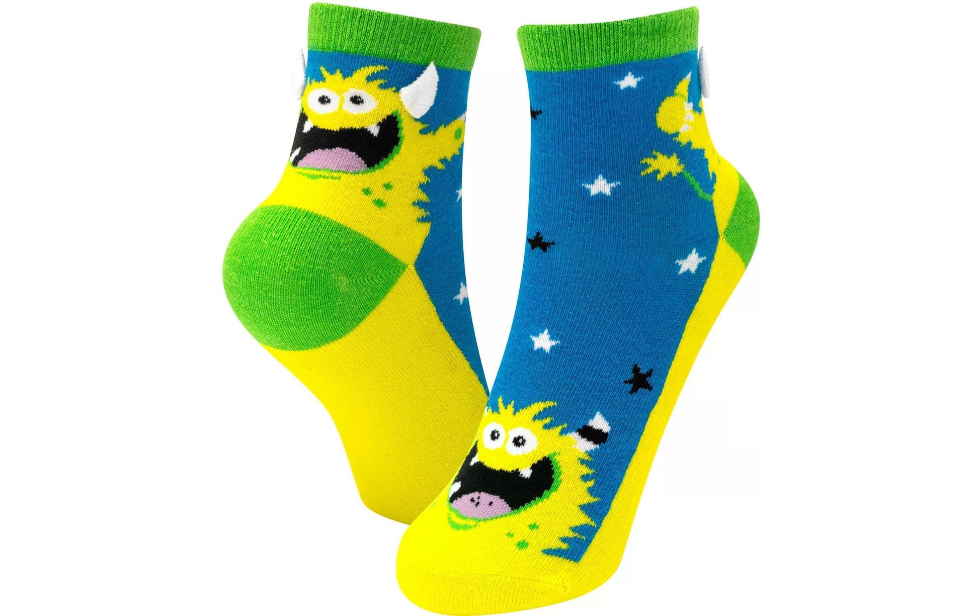 Sheepworld Zaubersocken Monster – Grösse 30–35, Grün, 80% Baumwolle/15% Nylon/5% Elasthan, 4 Paar