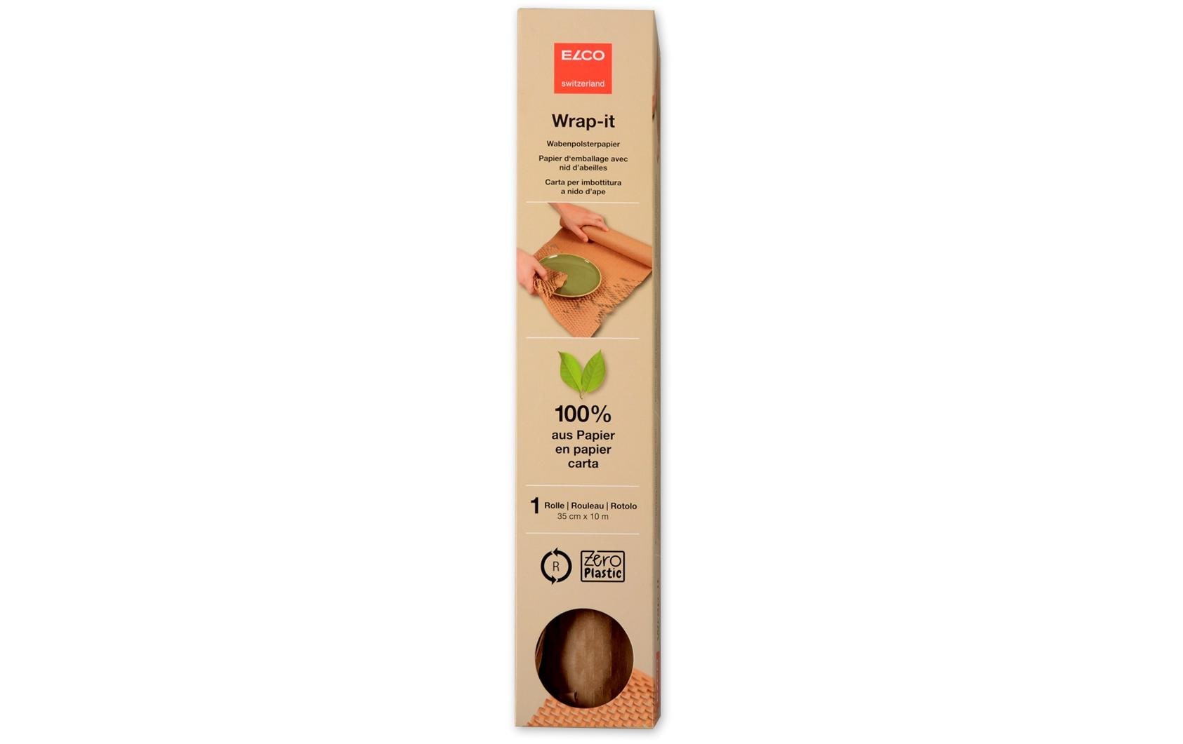 Elco Papierpolster-Wrap, Wabenpolsterpapier – 350 mm × 10 m – 80 g/m2 – Papier, braun