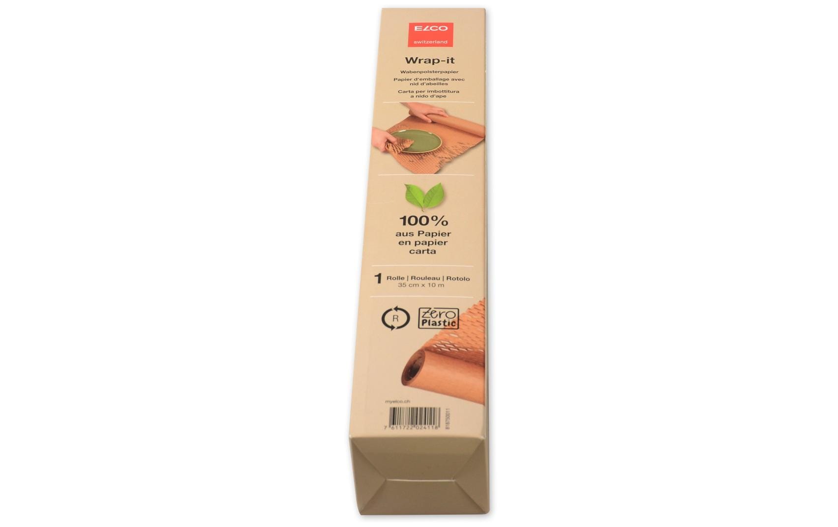 Elco Papierpolster-Wrap, Wabenpolsterpapier – 350 mm × 10 m – 80 g/m2 – Papier, braun