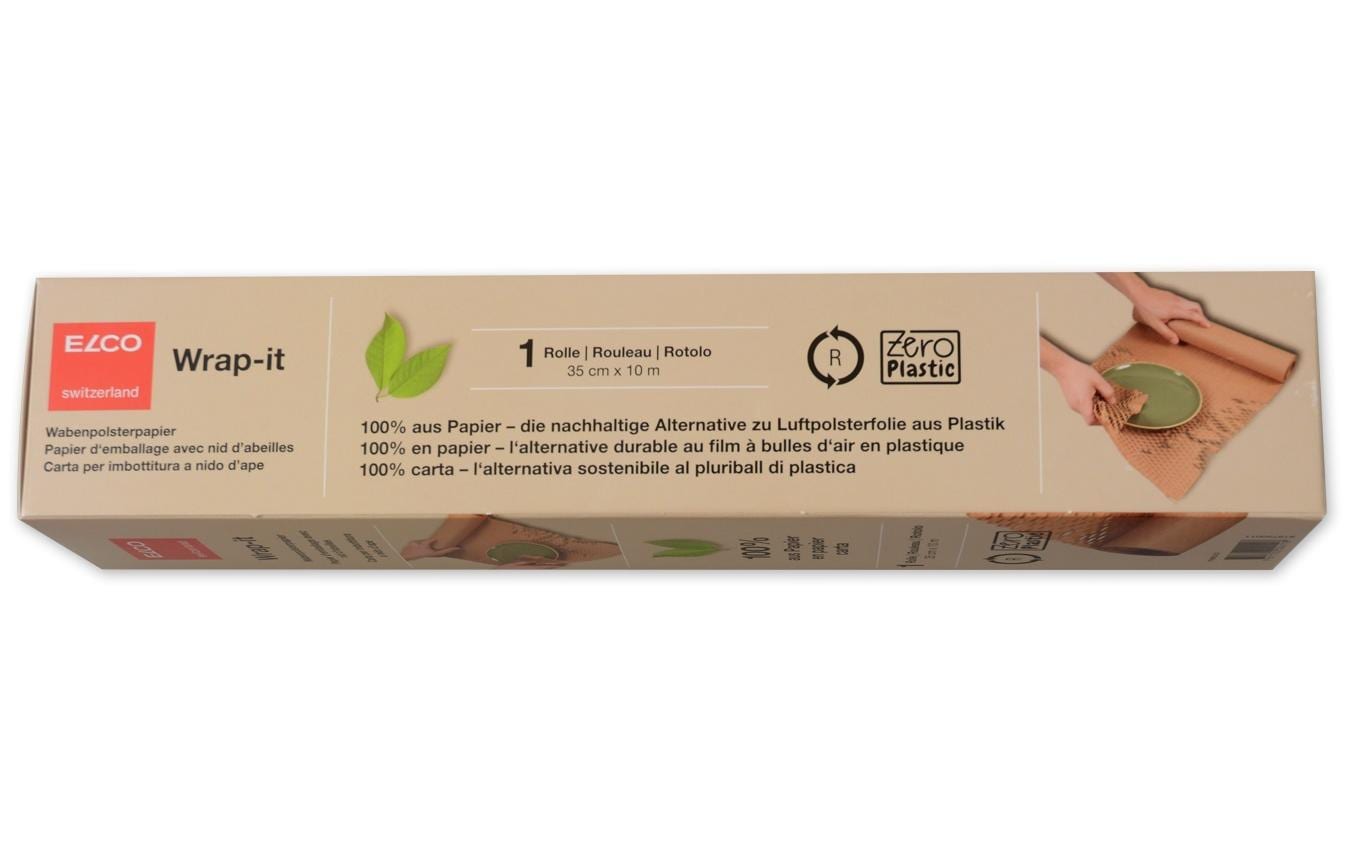 Elco Papierpolster-Wrap, Wabenpolsterpapier – 350 mm × 10 m – 80 g/m2 – Papier, braun