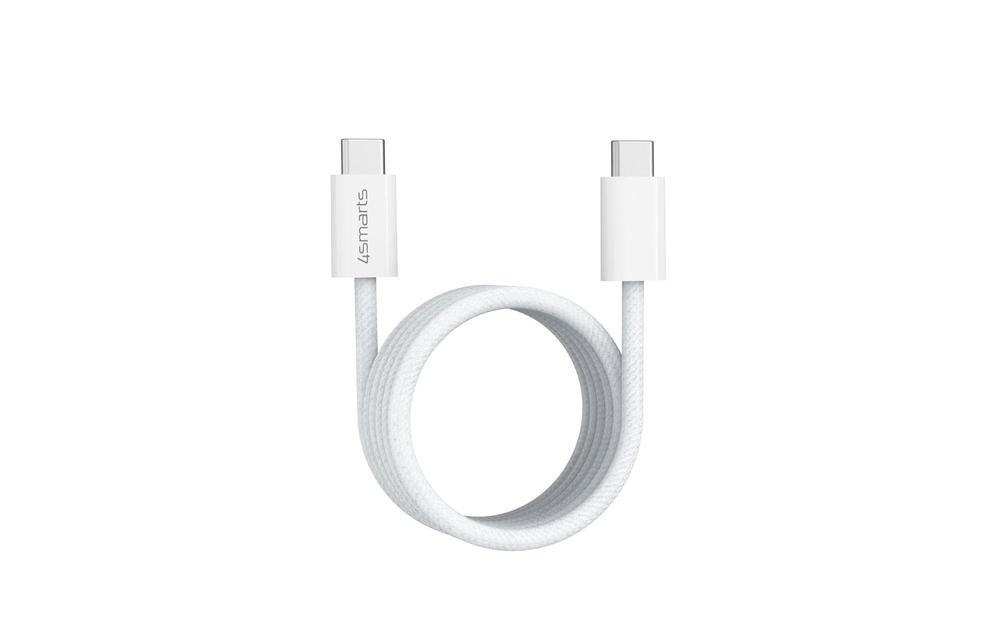 4smarts USB-C auf USB-C Kabel – USB 2.0 (480 Mbit/s) – 1,5 m – PD 100 W – Magnetisch, Geflochten – Weiss