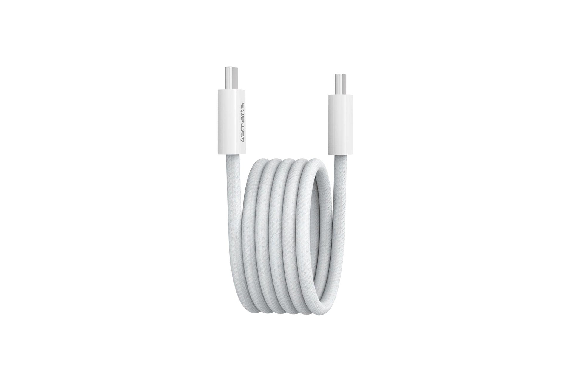 4smarts USB-C auf USB-C Kabel – USB 2.0 (480 Mbit/s) – 1,5 m – PD 100 W – Magnetisch, Geflochten – Weiss