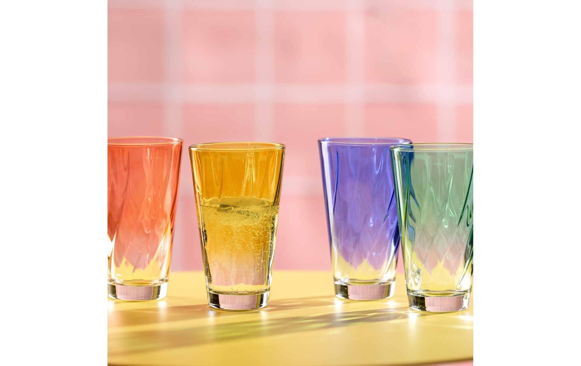 LEONARDO Trinkglas – 0,30 l, Glas, Rot, Lackiert, Spülmaschinenfest, 4 Stück
