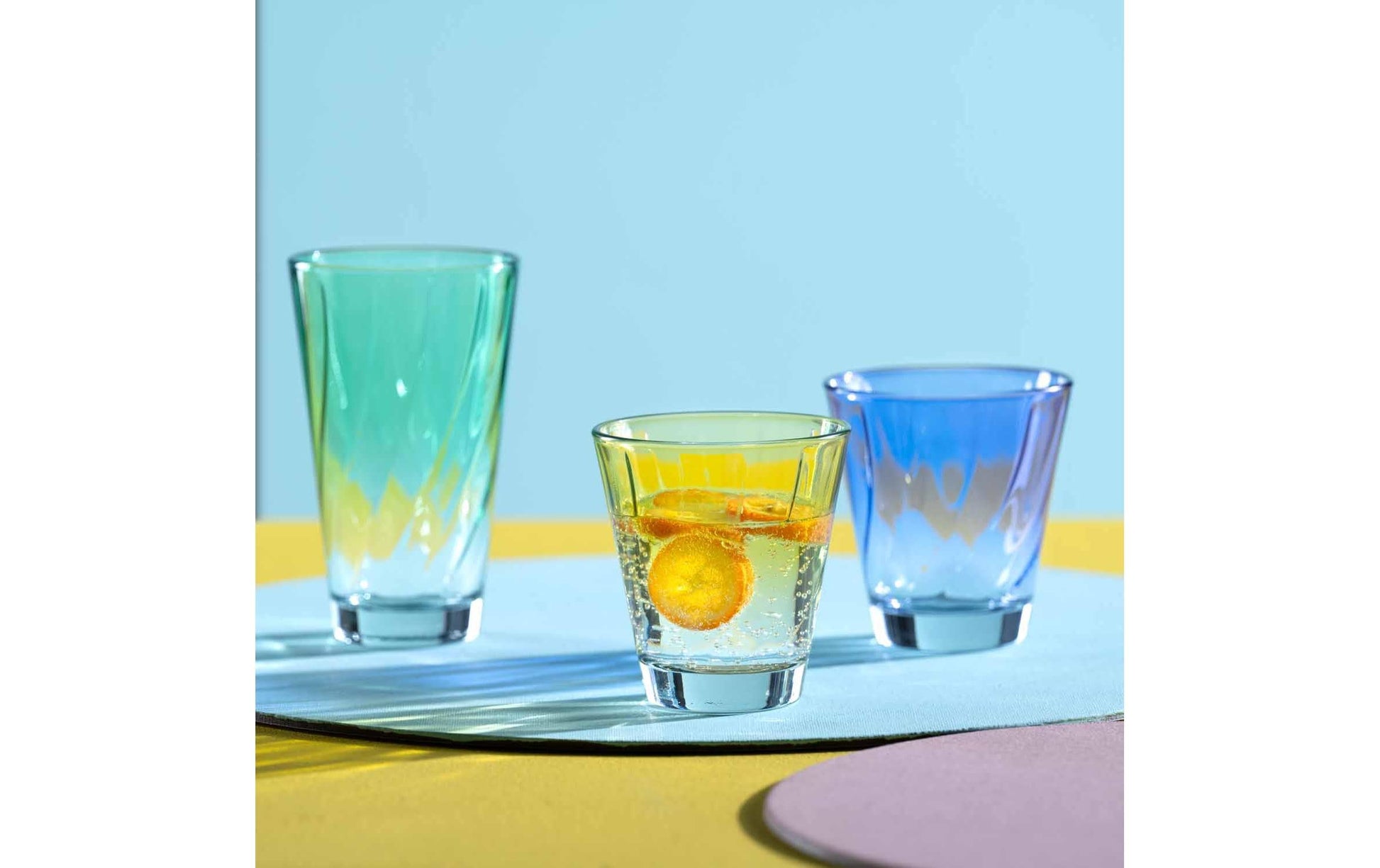 LEONARDO Twist Trinkglas – 0,30 l, Kalk-Natron-Glas, Türkis, spülmaschinenfest, 4 Stück