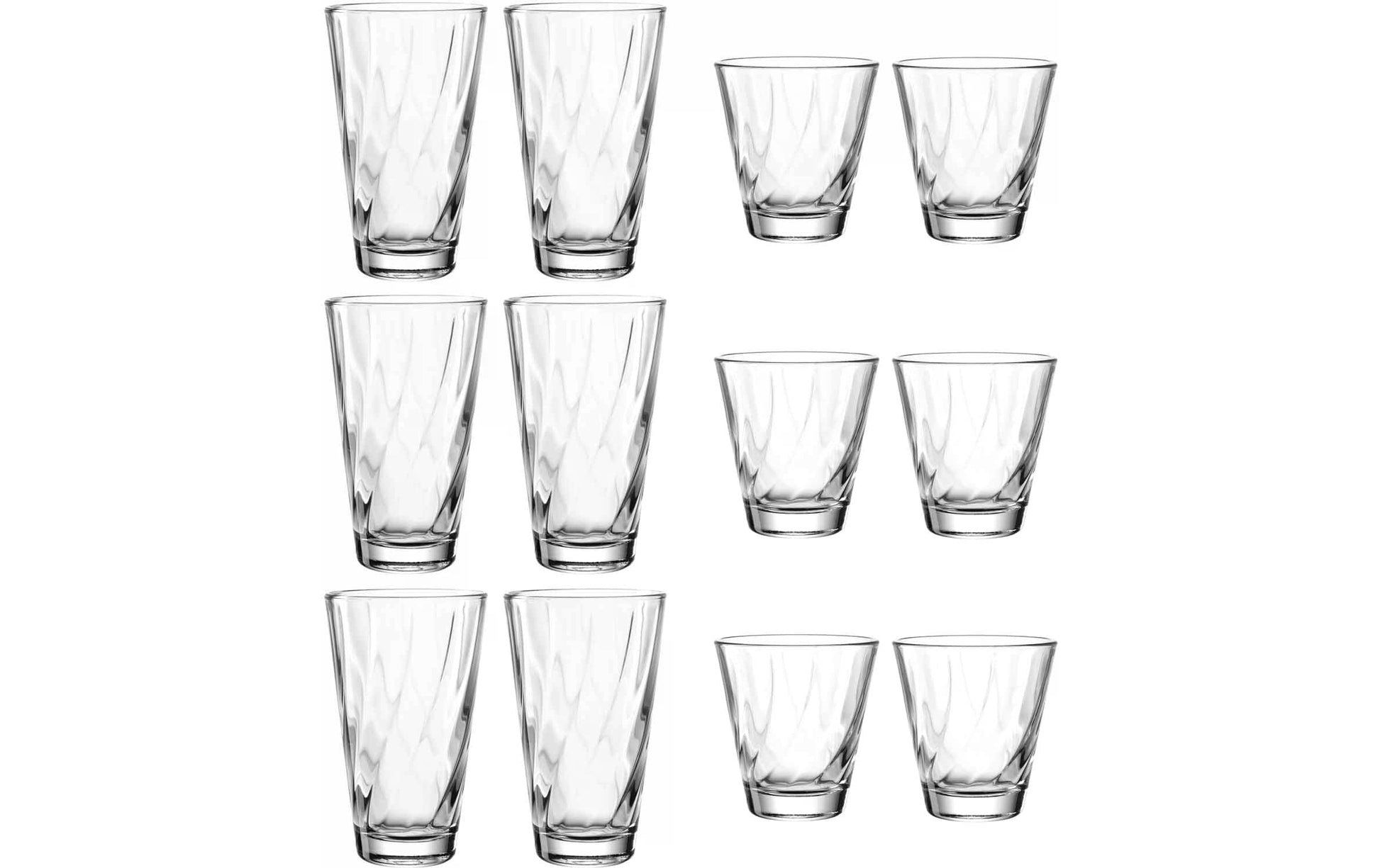 LEONARDO Twist Gläserset – 0,22 l + 0,30 l, Kalk-Natron-Glas, Transparent, Spülmaschinenbeständig, 12 Stück