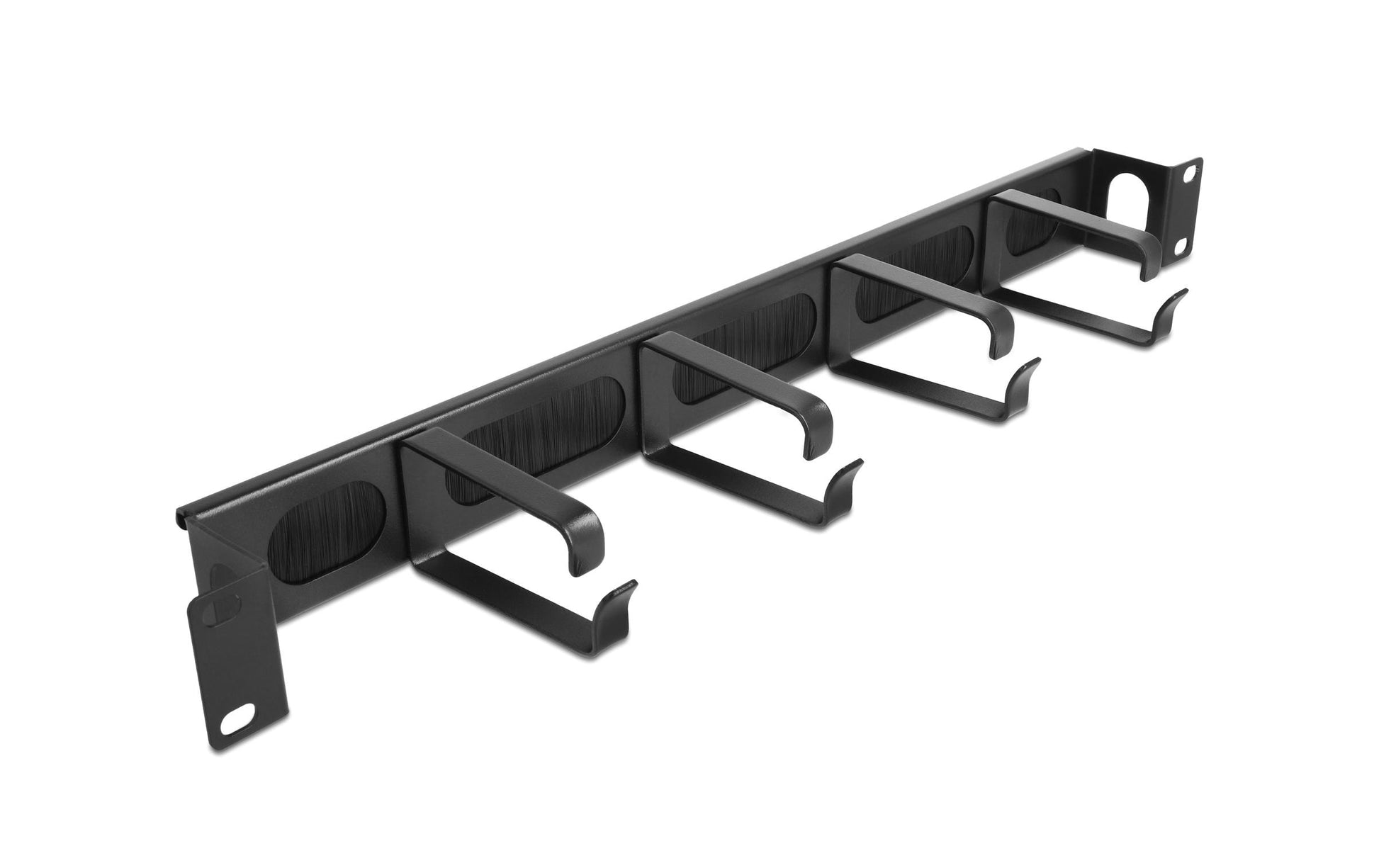DeLOCK 19" 1U Rangierpanel, 4 Bügel, 482,6×96,2×44 mm, Metall/Nylon – Schwarz