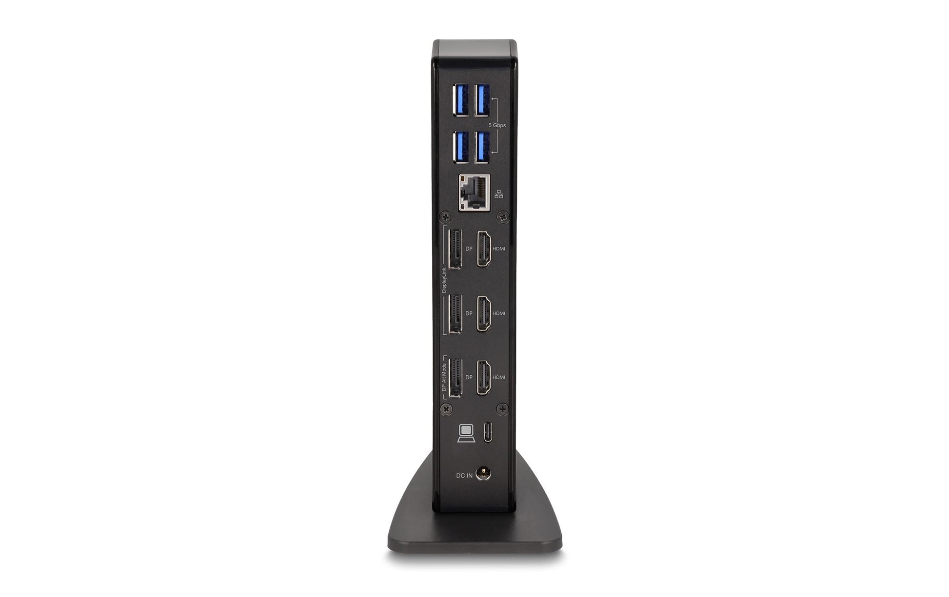 DeLOCK Dockingstation – USB-C, 3× DP, 3× HDMI, 4× USB-A, 96 W PD, GbE, SD, 3,5 mm Audio, für Windows/Mac