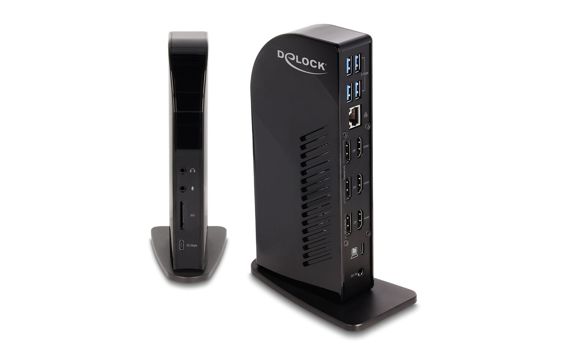 DeLOCK Dockingstation – USB-C, 3× DP, 3× HDMI, 4× USB-A, 96 W PD, GbE, SD, 3,5 mm Audio, für Windows/Mac