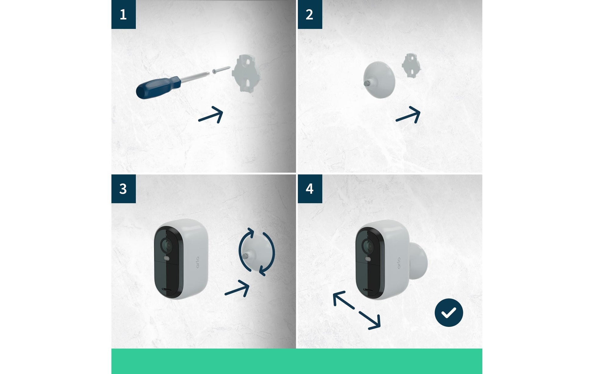 Arlo VMC2450 Wildkamera – 2 MP, Reichweite 7 m, Akku, Weiss, 4er-Pack