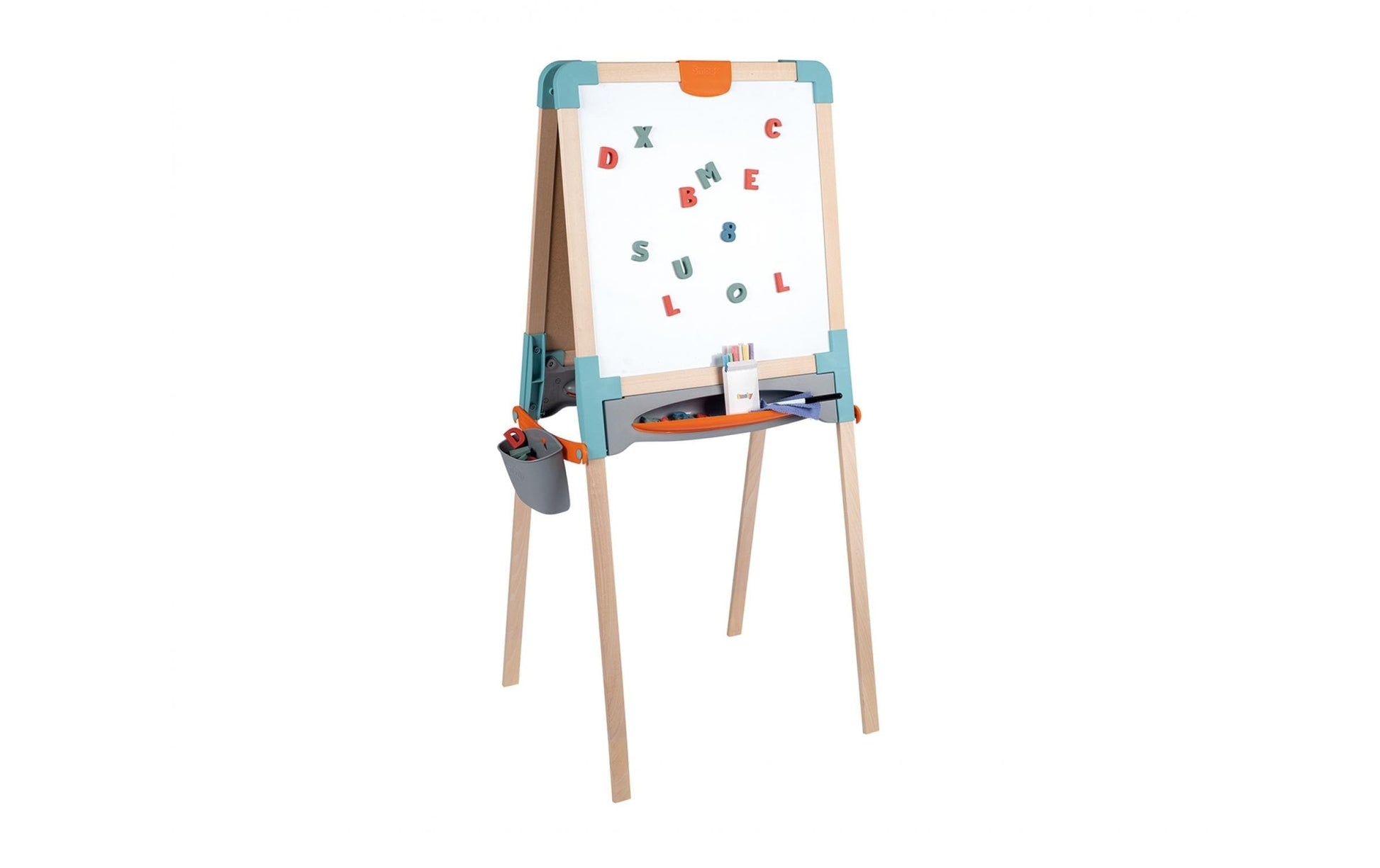 Smoby Kinder-Kreidetafel – 550 × 1'200 mm hoch – Holz, mehrfarbig – inkl. 72 Magnete