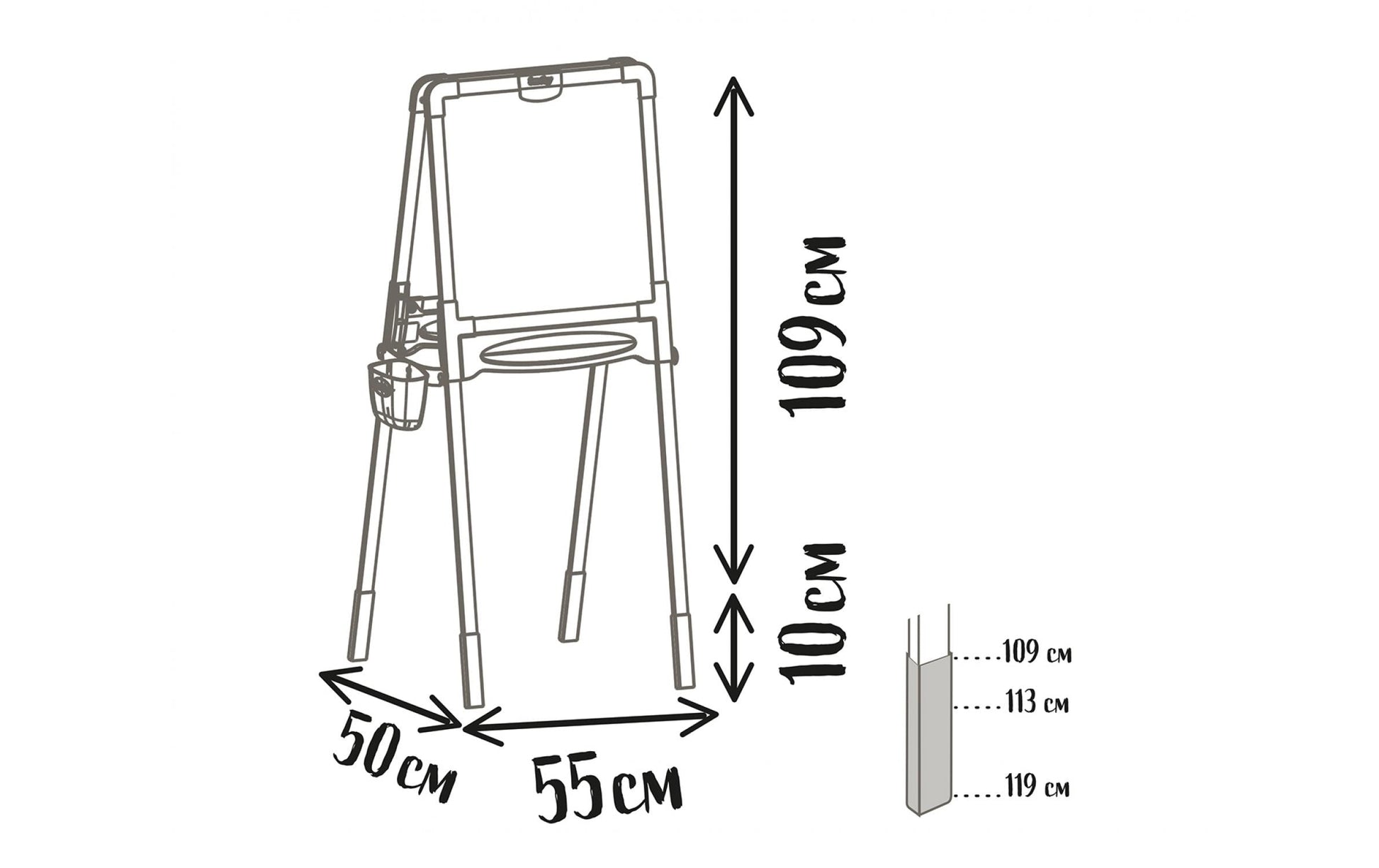 Smoby Kinder-Kreidetafel – 550 × 1'200 mm hoch – Holz, mehrfarbig – inkl. 72 Magnete