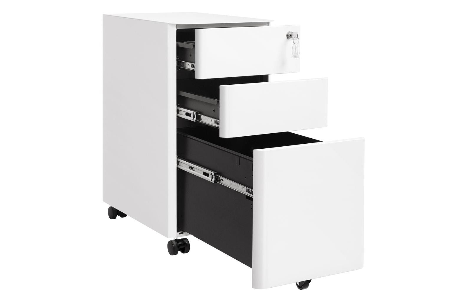 Songmics Schrank – Stahl, weiss, abschliessbar, 30 × 59,2 × 46 cm