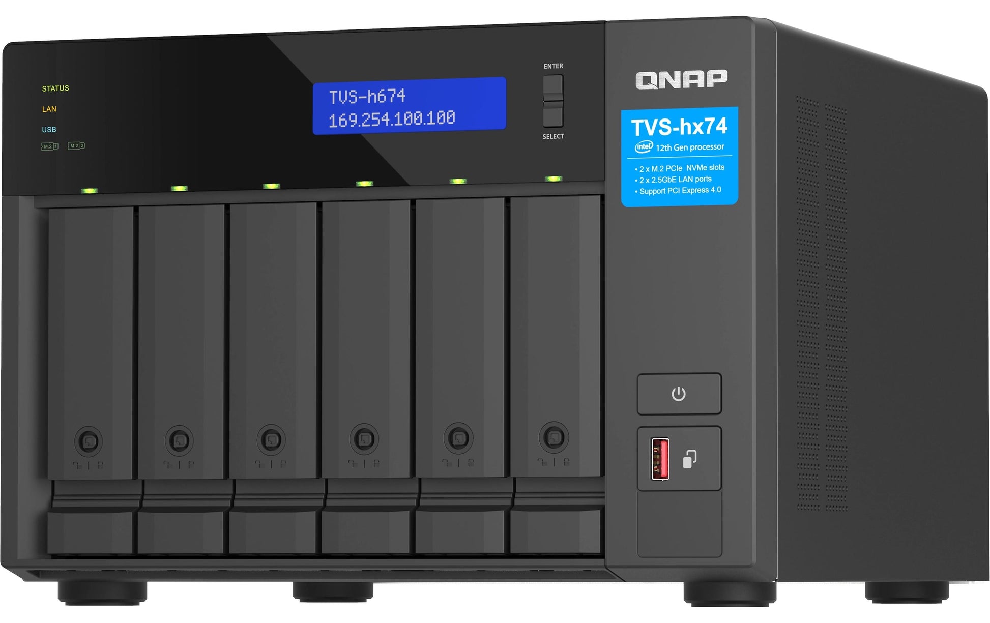 QNAP TVS-H674-I3-16G Allgemeines Speichergerät – 2×2,5 GbE, 6-Bay, 16 GB DDR4