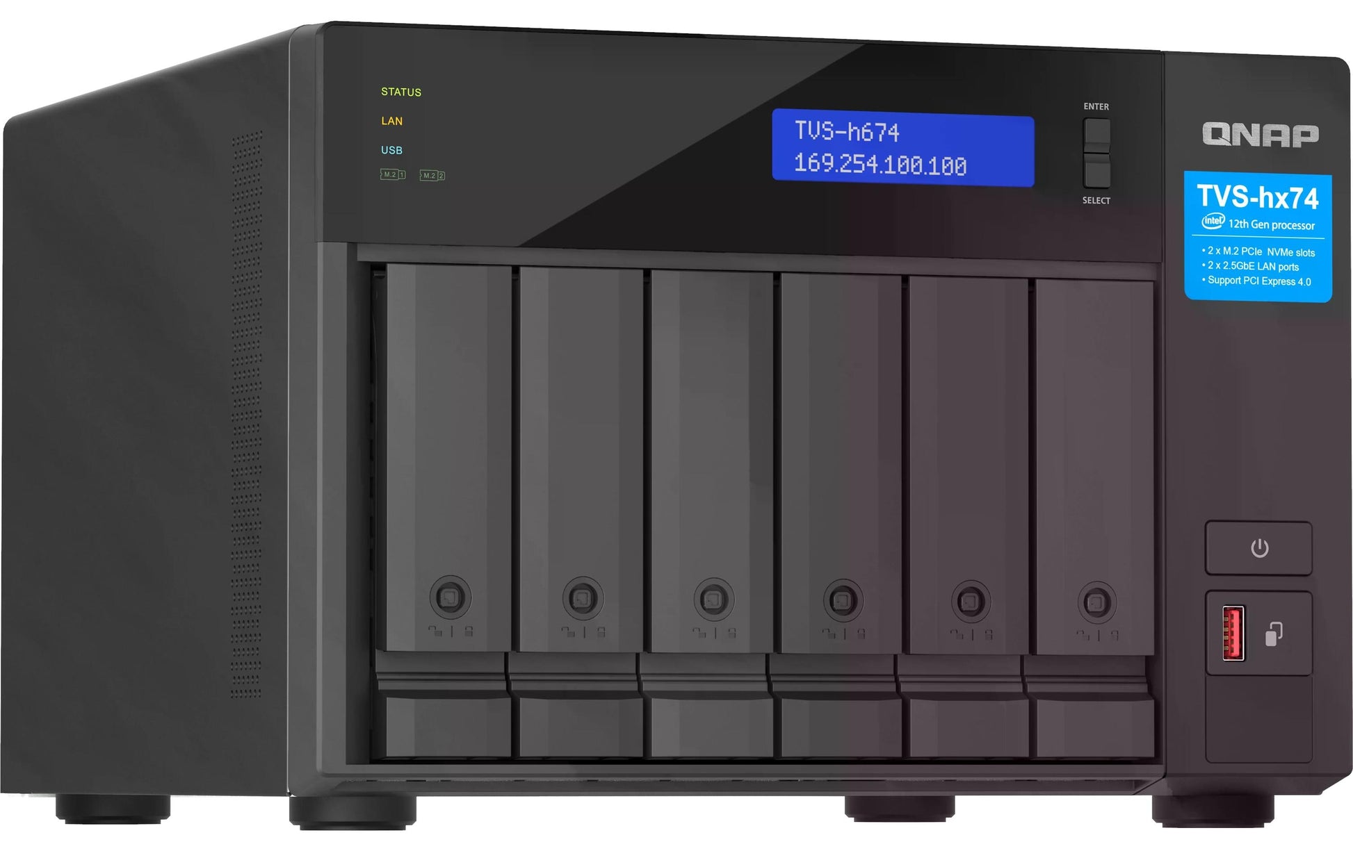 QNAP TVS-H674-I3-16G Allgemeines Speichergerät – 2×2,5 GbE, 6-Bay, 16 GB DDR4