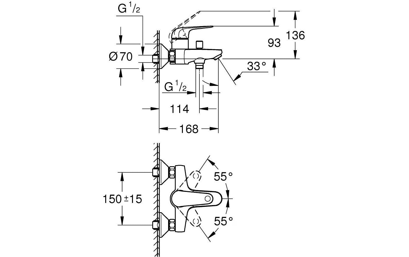 GROHE Swift Unterputz-Badebatterie – Einhebelmischer, Messing, Chrom