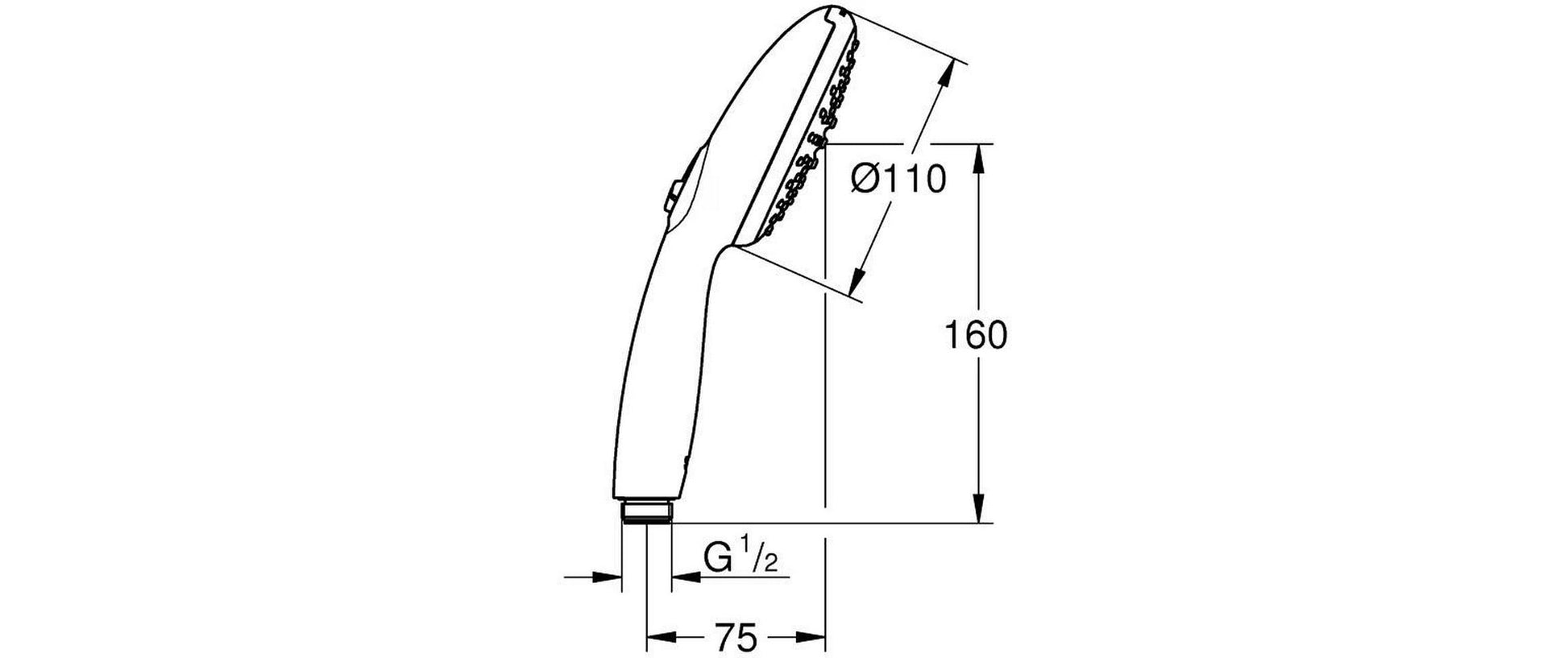 GROHE Vitalio Start 110 Handbrause – Messing, Chrom, Schwarze Siebplatte