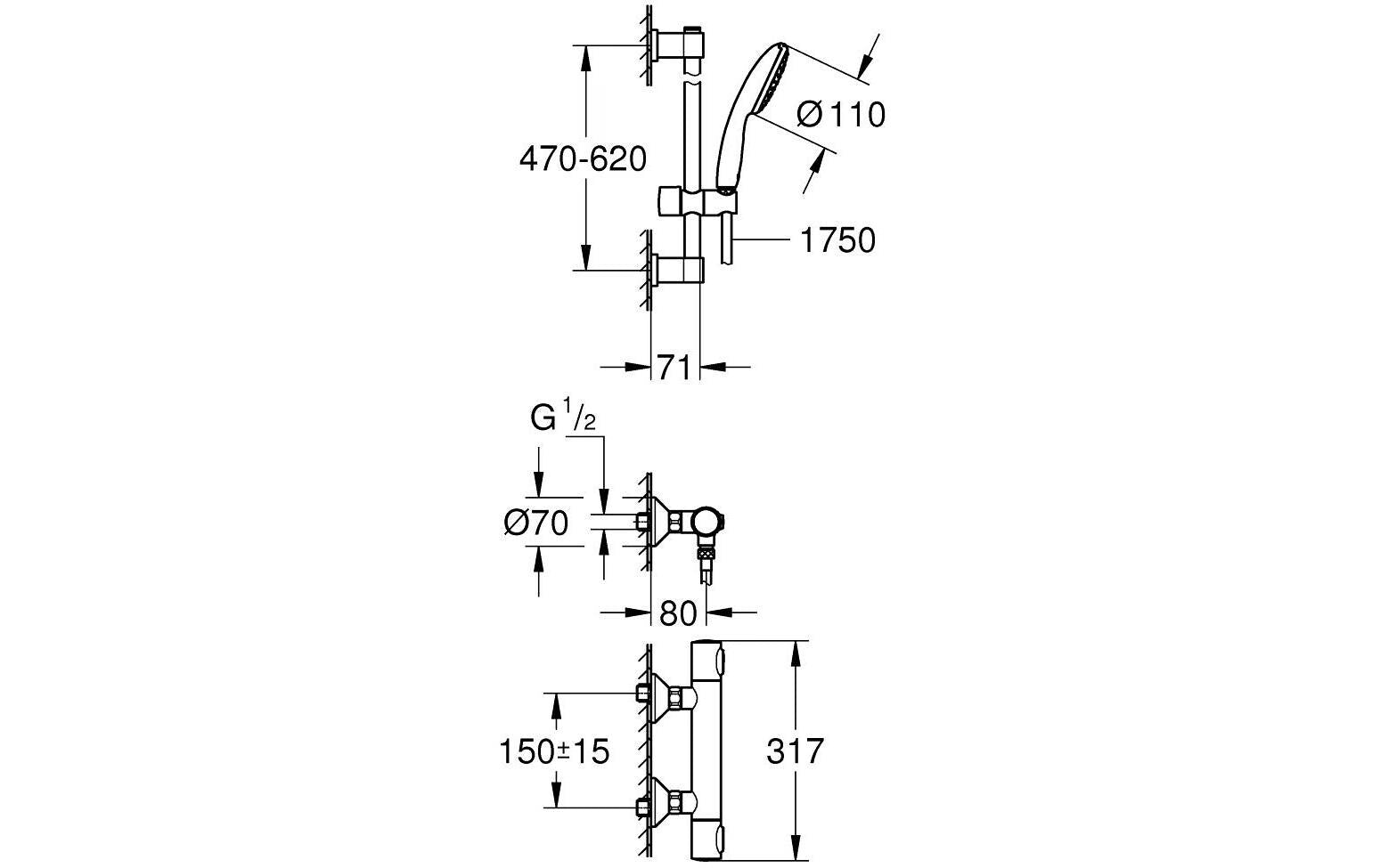 GROHE Badebatterie Precision Flow – Messing, Chrom