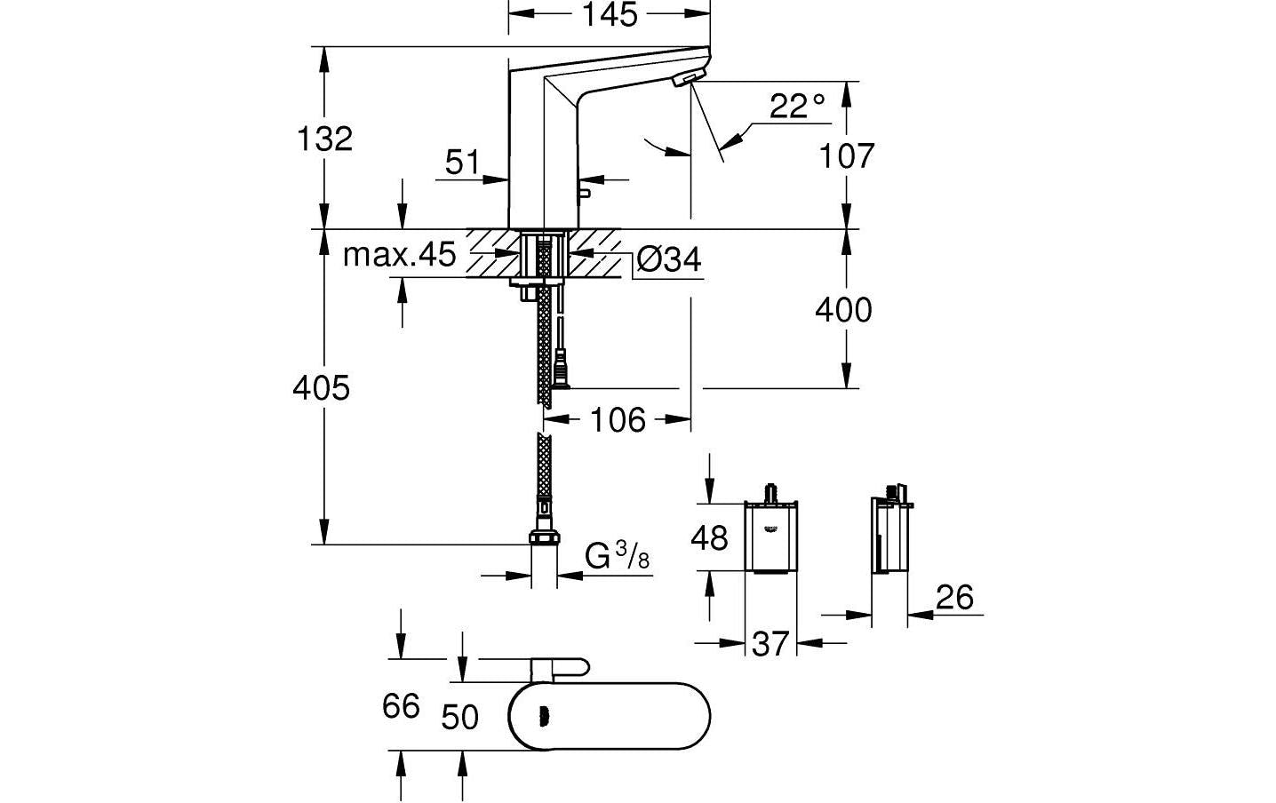 GROHE Infrarot-Elektronik – 1/2" Anschluss, Messing, Chrom