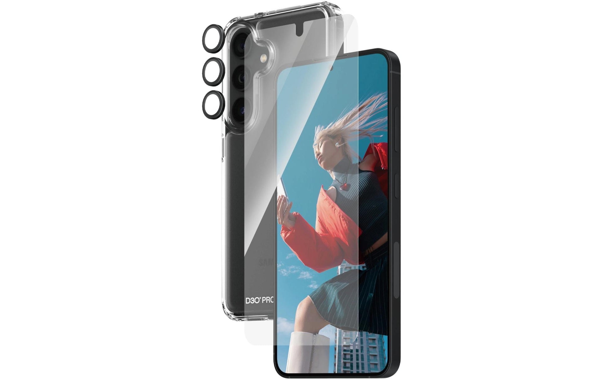 PanzerGlass Schutz-Set 3-in-1 – für Samsung Galaxy S24 – UWF, kratzresistent, Hartglas, transparent