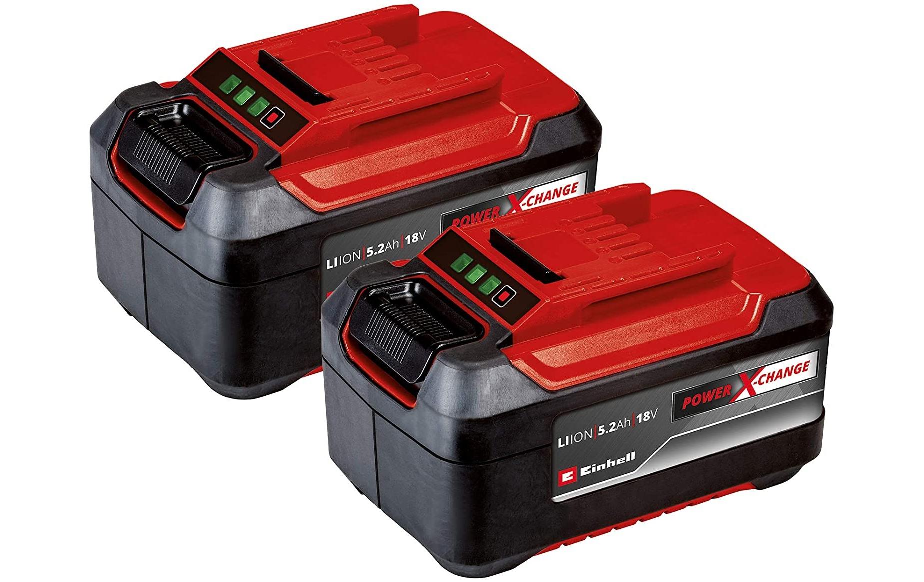 Einhell Ersatzakkus, Li-Ion, 5200 mAh, 18 V – für Einhell Power X-Change – 2 Stk.
