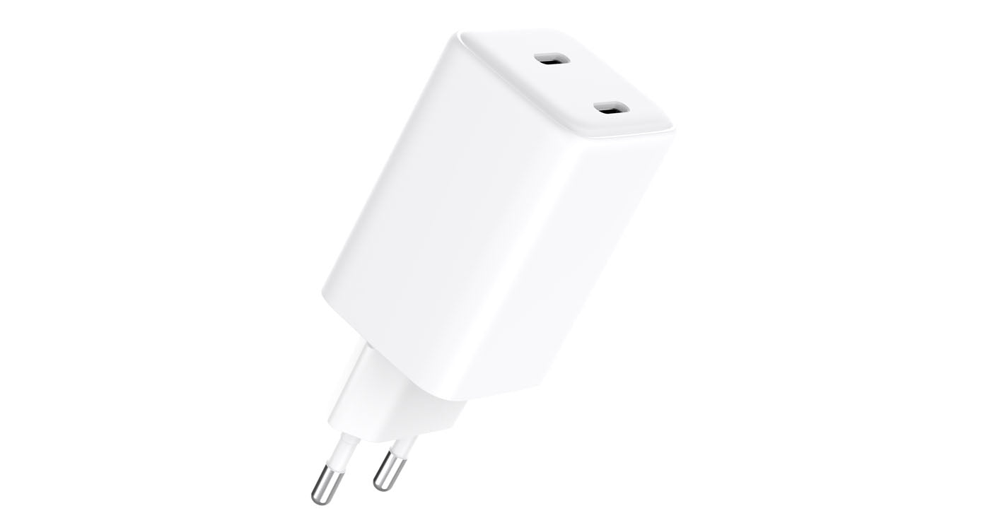 LMP 28320 USB-Ladegerät 65 W – USB-C×2 – PD 3.0, PPS, QC 4+, GaN, EU-Stecker (Typ C) – Weiss