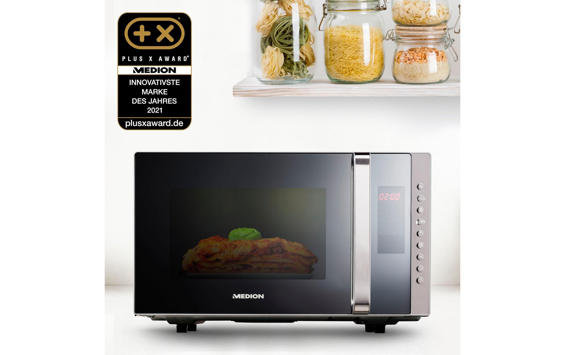 MEDION Kombi-Mikrowelle MD17495 – 23 l, Grill & Heissluft, 800 W – Grau