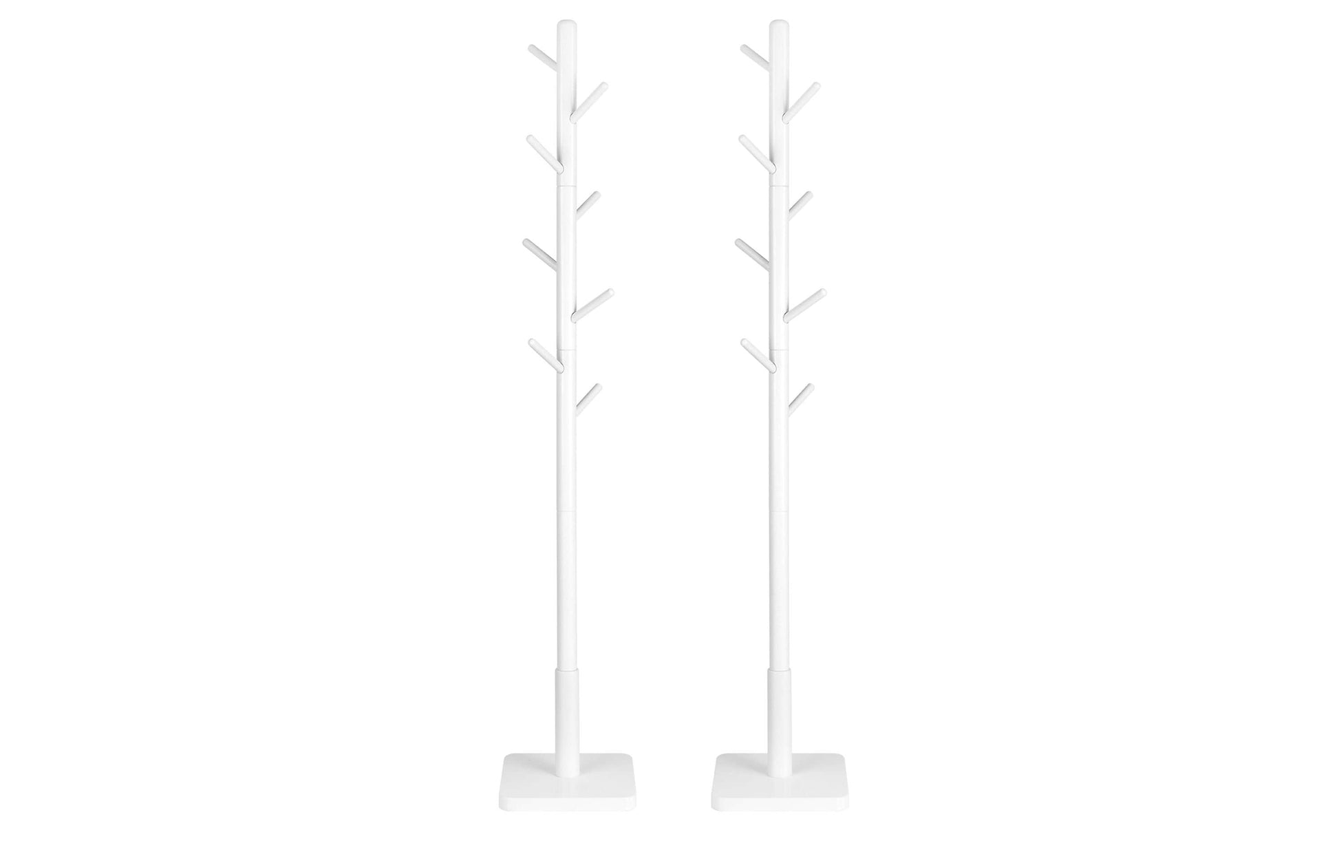 Vasagle Garderobenständer – 8 Haken, Gummibaumholz/MDF, Weiss, 30 × 30 × 175 cm