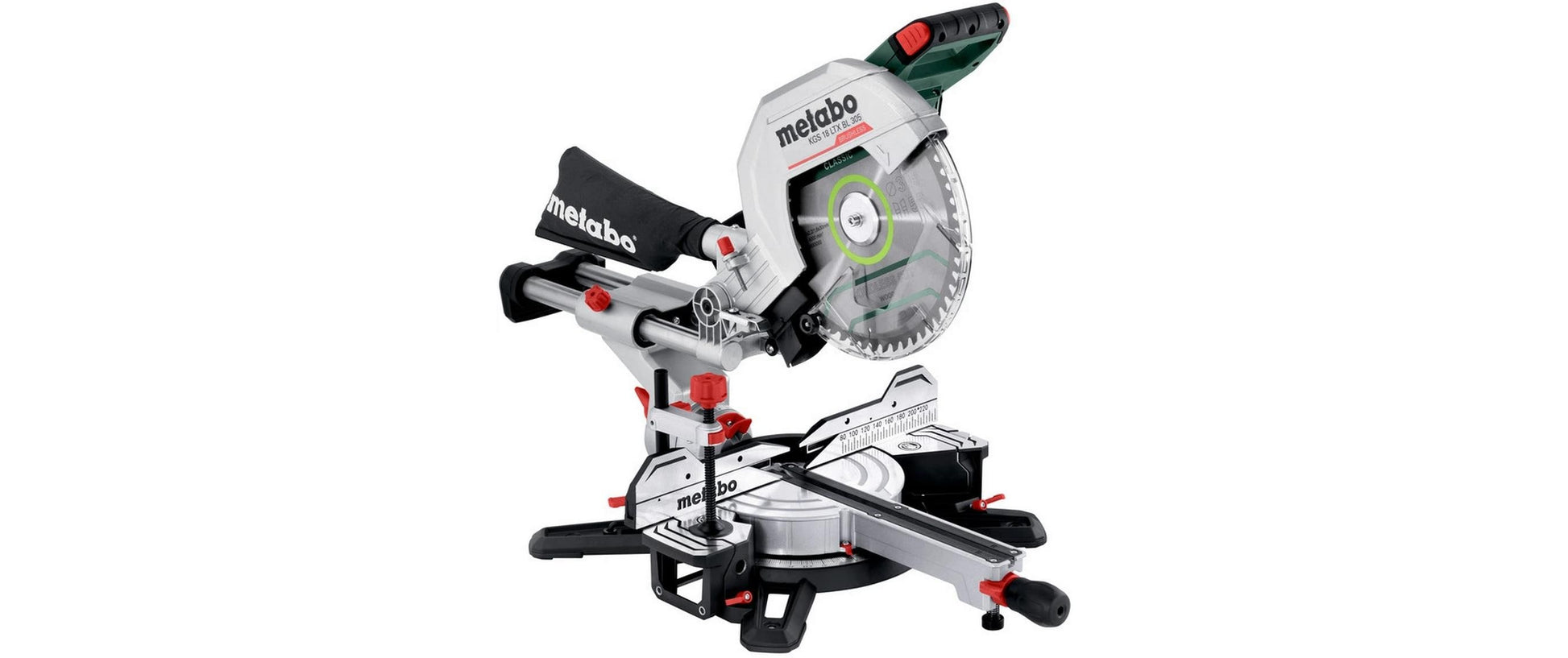 Metabo Kapp- und Gehrungssäge KGS 18 LTX BL 305 – 18 V (CAS) – Sägeblatt-Ø 305 mm – Solo – Brushless