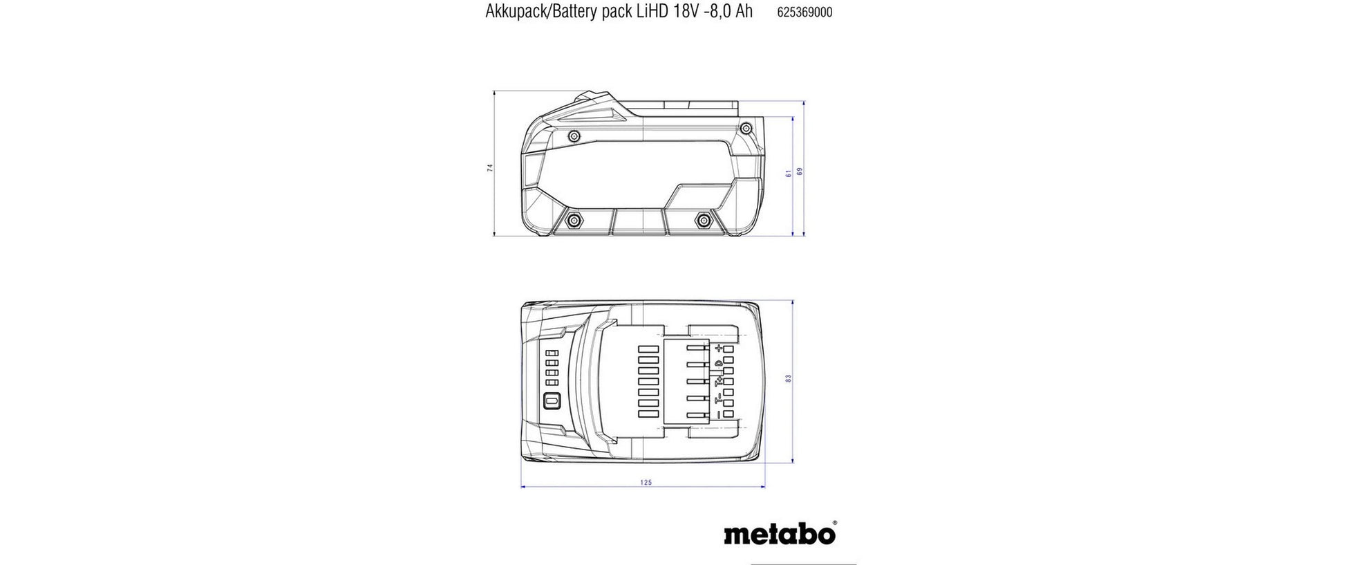 Metabo Akku 18 V 10000 mAh 180,00 Wh Li-Ion – für CAS Geräte