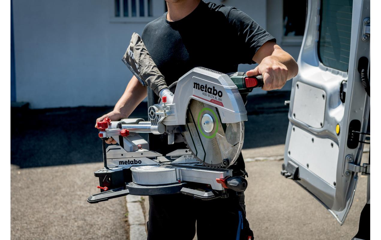 Metabo Kapp- und Gehrungssäge KGS 18 LTX BL 305 – 18 V (CAS) – Sägeblatt-Ø 305 mm – Solo – Brushless