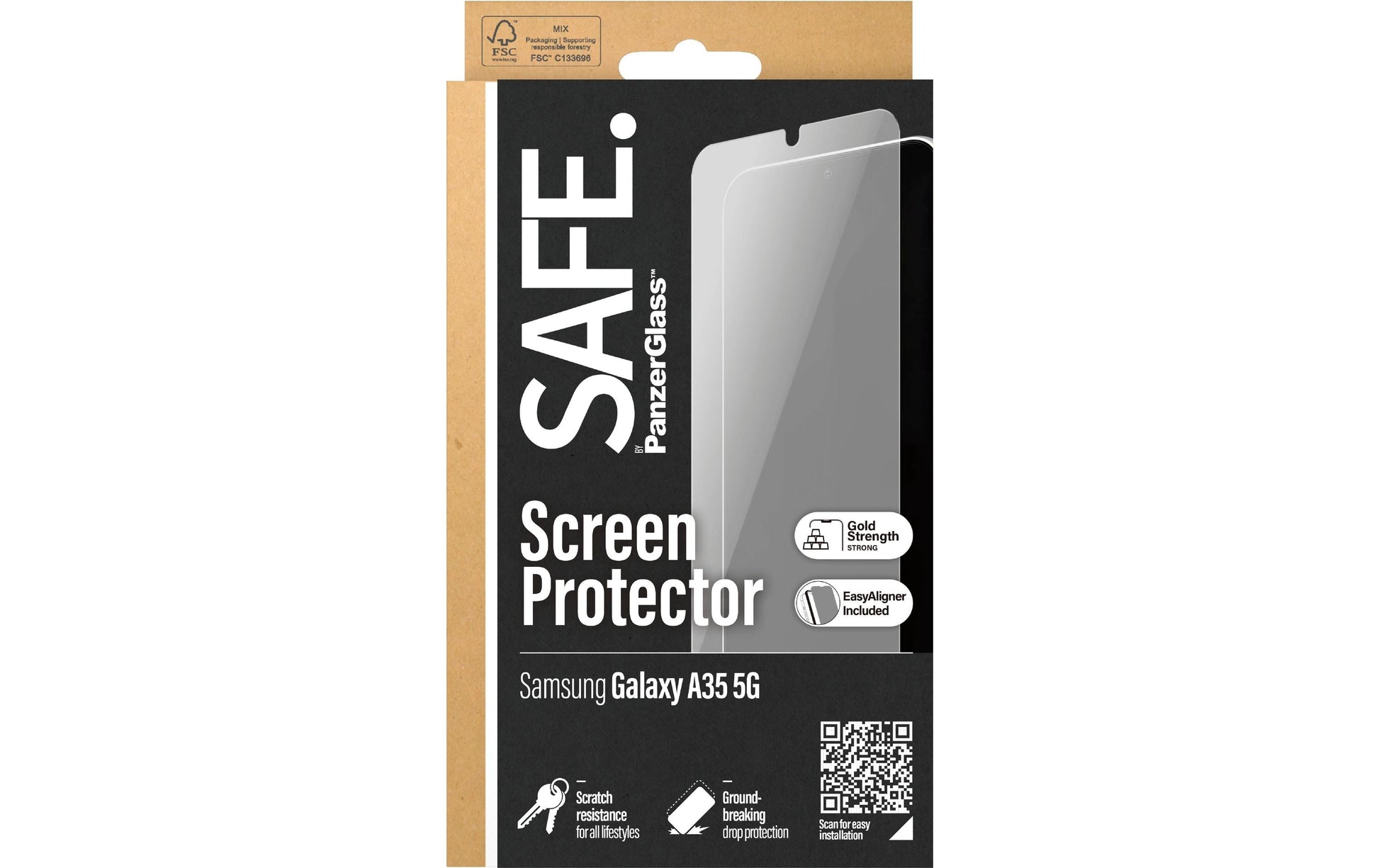 PanzerGlass SAFE. – Displayschutz (Panzerglas), Ultra-Wide Fit – für Galaxy A35 5G – mit Applikator