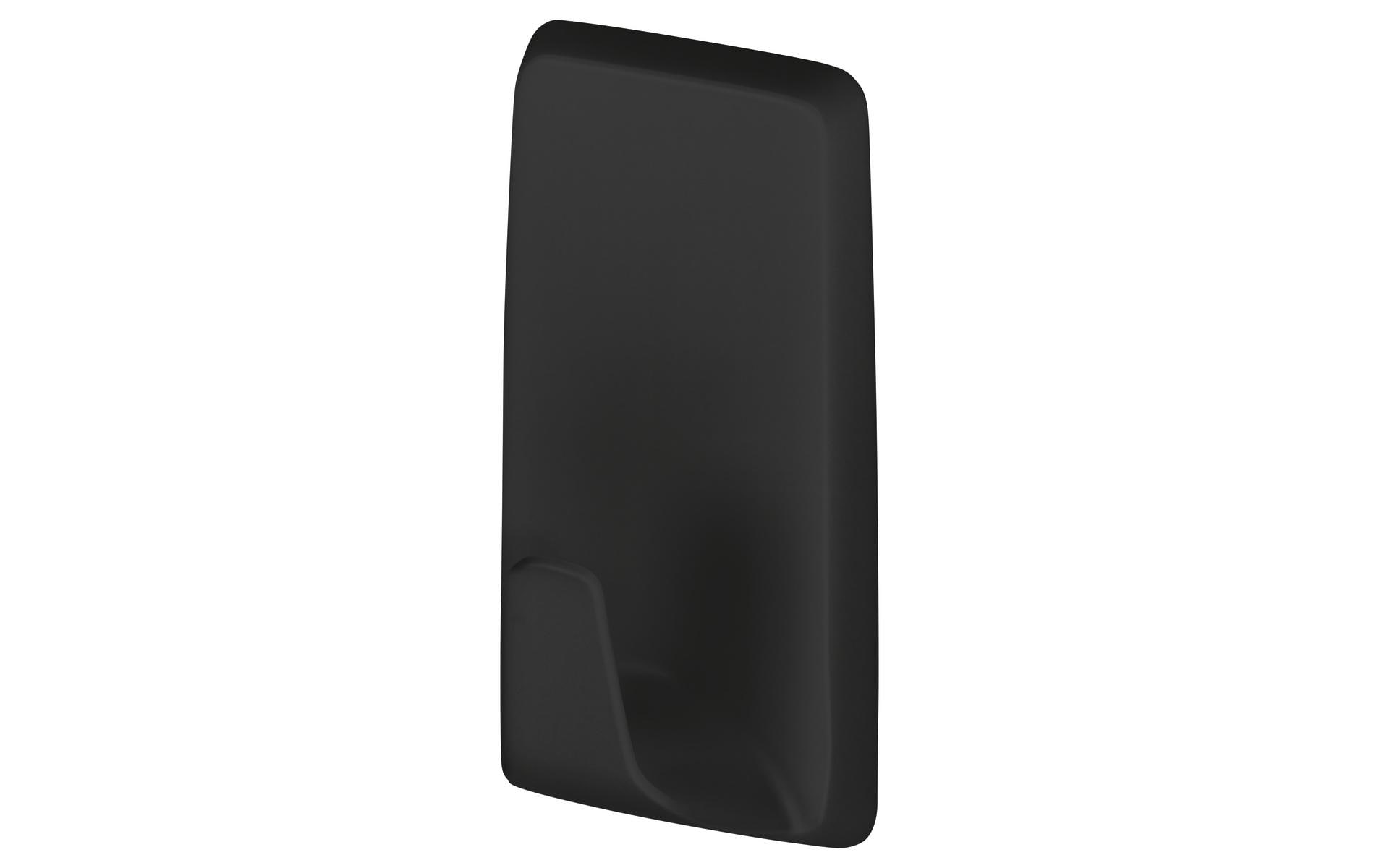TESA Haken – Polystyrol – schwarz – selbstklebend, leicht entfernbar – 57 × 29 × 21 mm