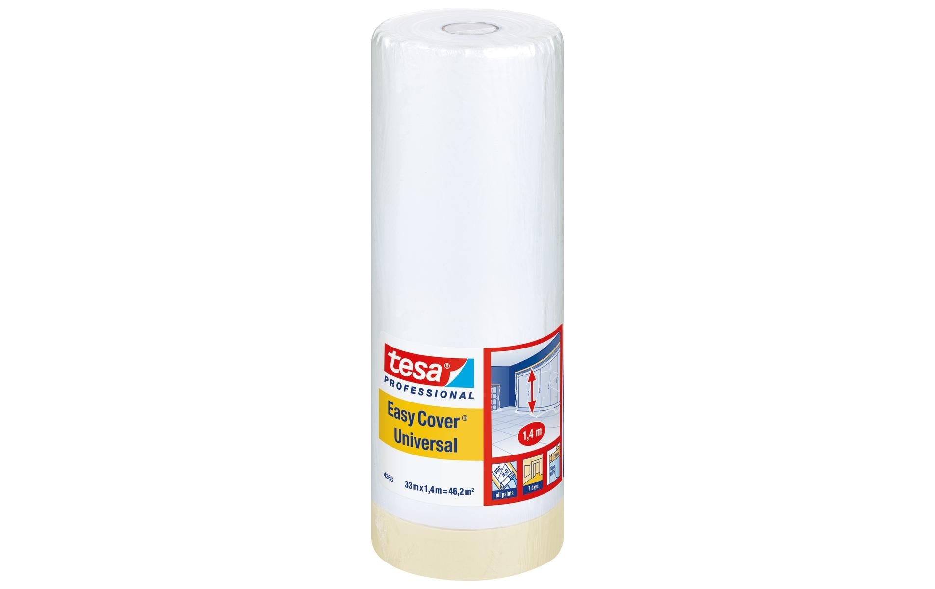 TESA Abdeckfolie mit Band Easy Cover Universal, transparent – 2'600 mm × 17,0 m