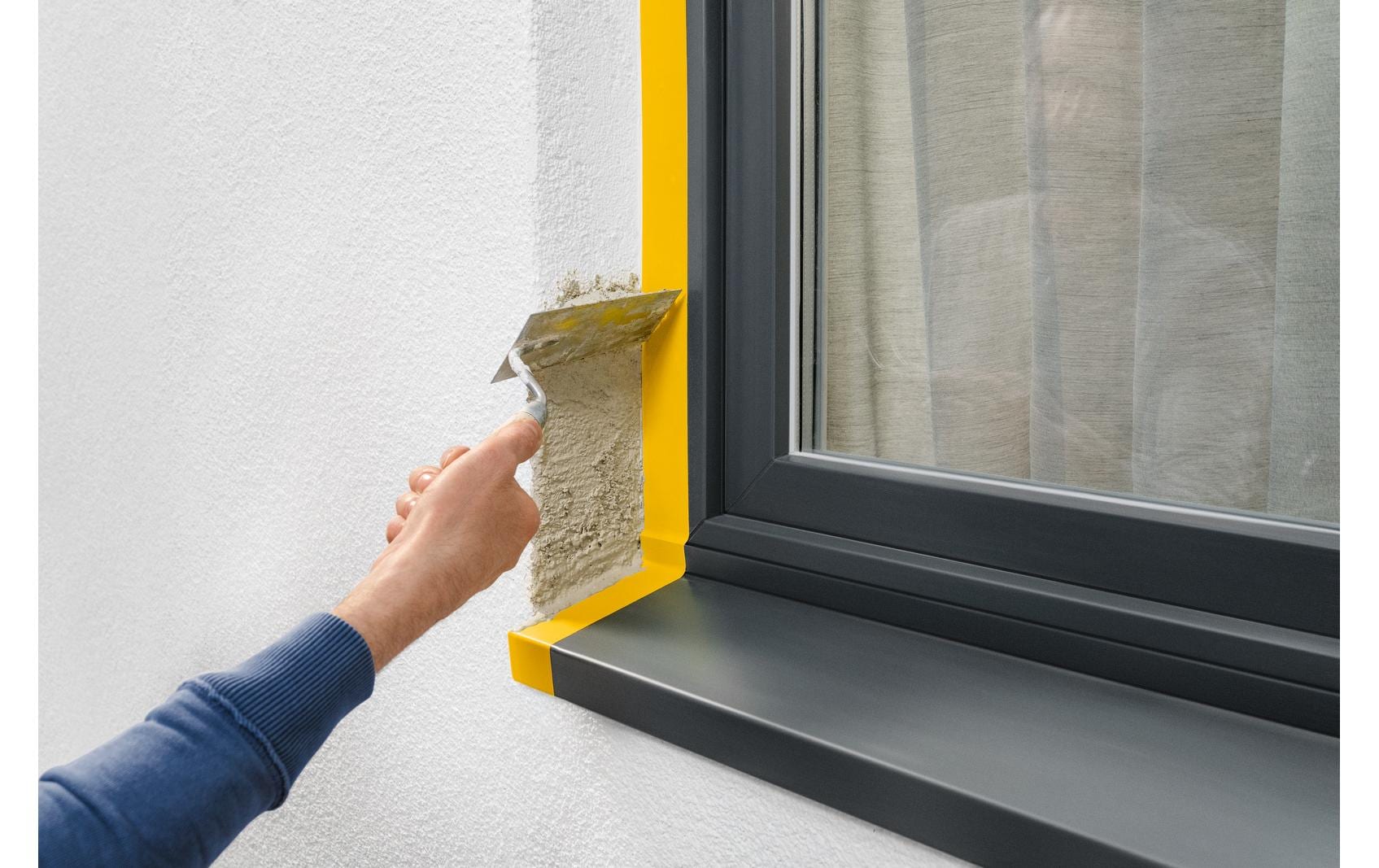 TESA Putzband, gelb – 50 mm × 33 m, PVC, innen/aussen, UV-beständig