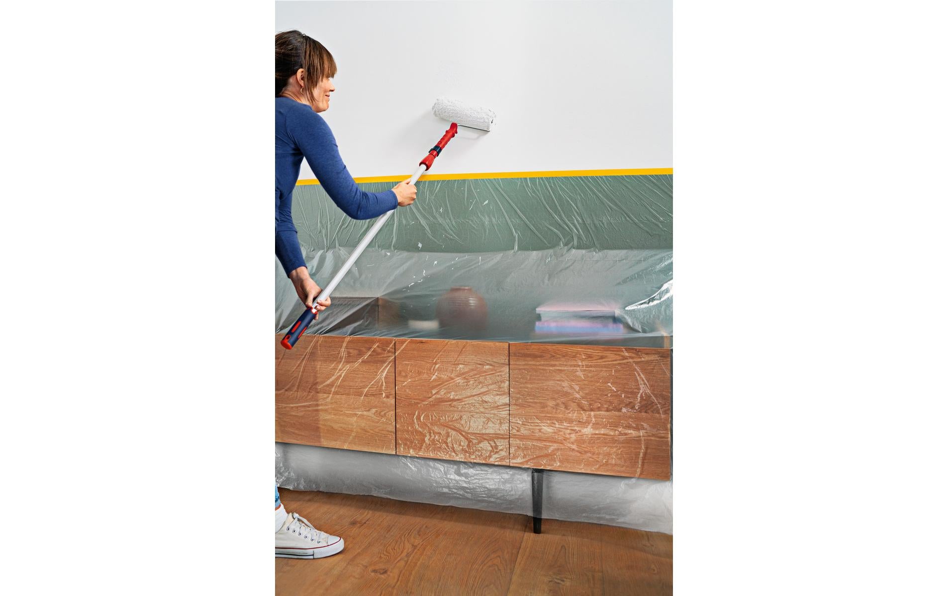 TESA Abdeckfolie mit Band Perfect+, transparent – 550 mm × 33,0 m