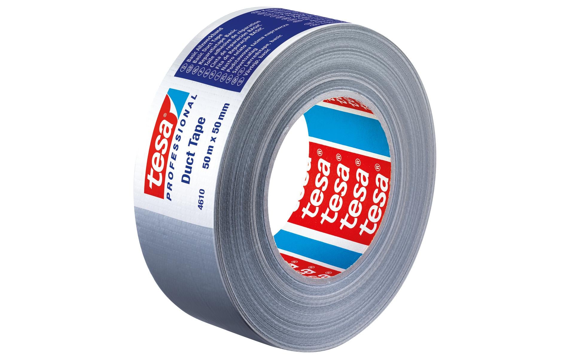 TESA Duct Tape – 50 mm × 50 m, silber, für Metall/PVC/Holz, Innen- & Aussenbereich, wasserfest, hitzebeständig