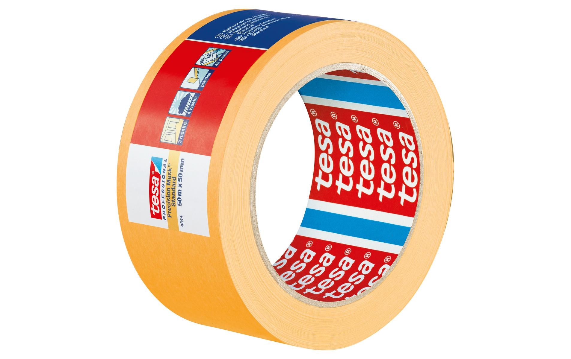 TESA Malerband Precision Standard, orange – 50 mm × 50 m, innen/aussen