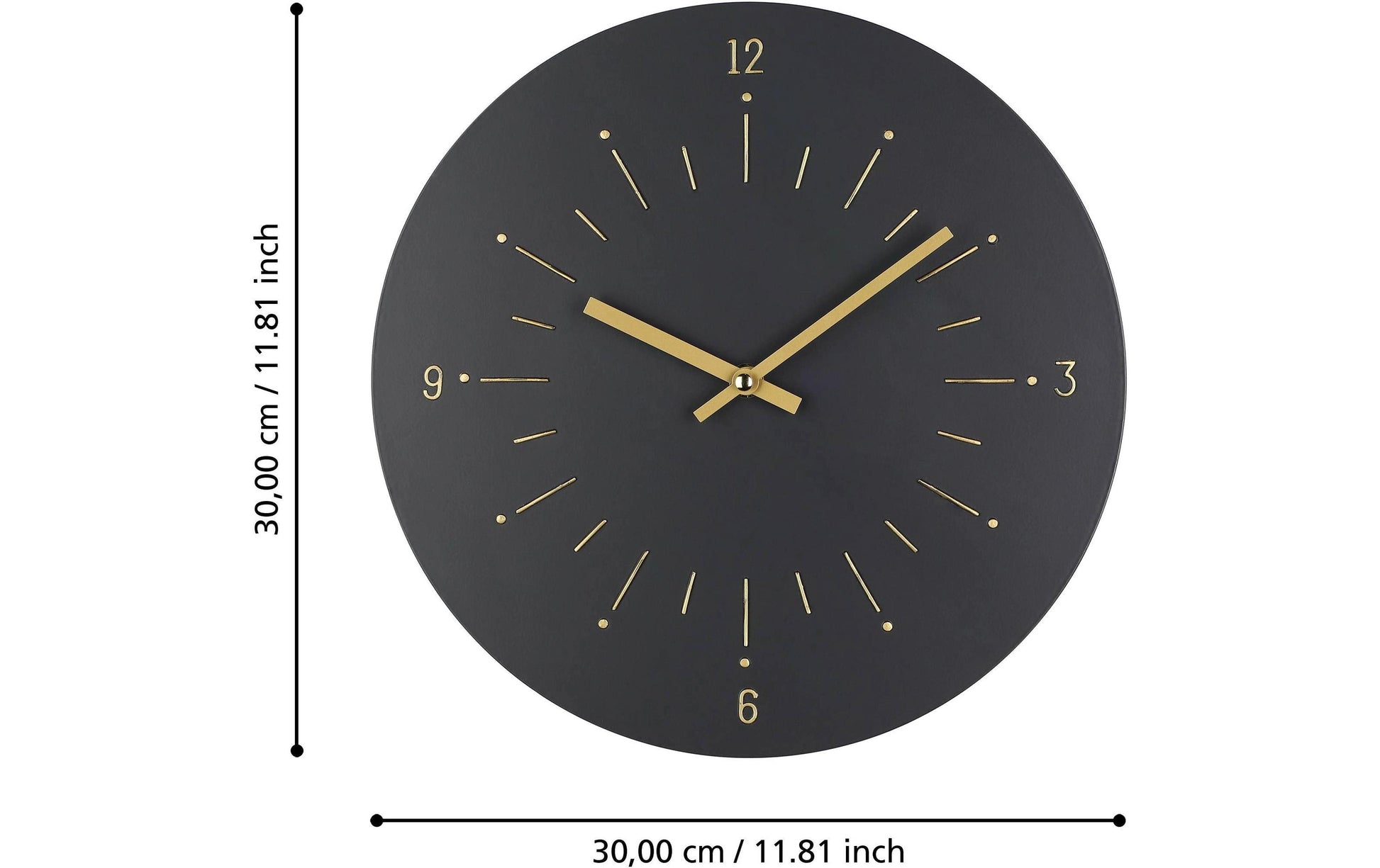 Eglo Wanduhr Takahagi – Ø 30 cm, schwarz, Metall