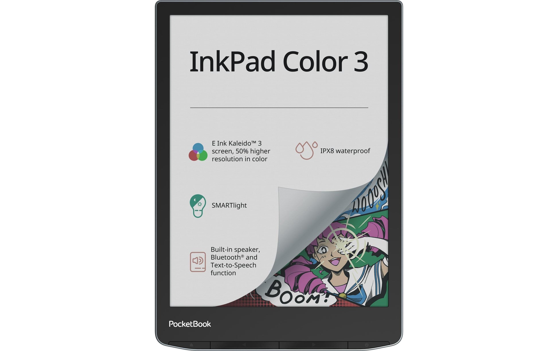 PocketBook InkPad Color 3 – 7,8" E-Ink Kaleido 3, 32 GB, IPX8, Schwarz
