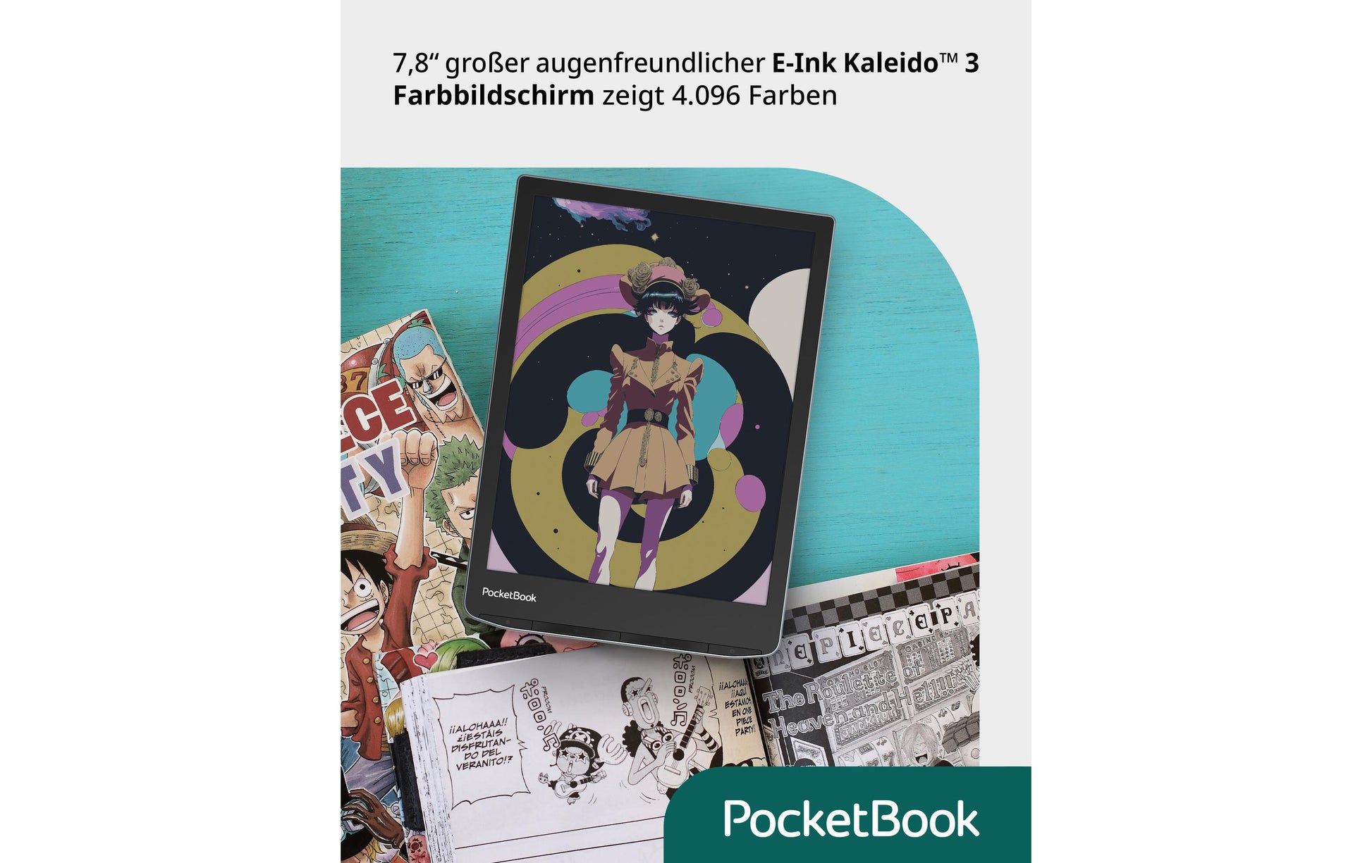 PocketBook InkPad Color 3 – 7,8" E-Ink Kaleido 3, 32 GB, IPX8, Schwarz