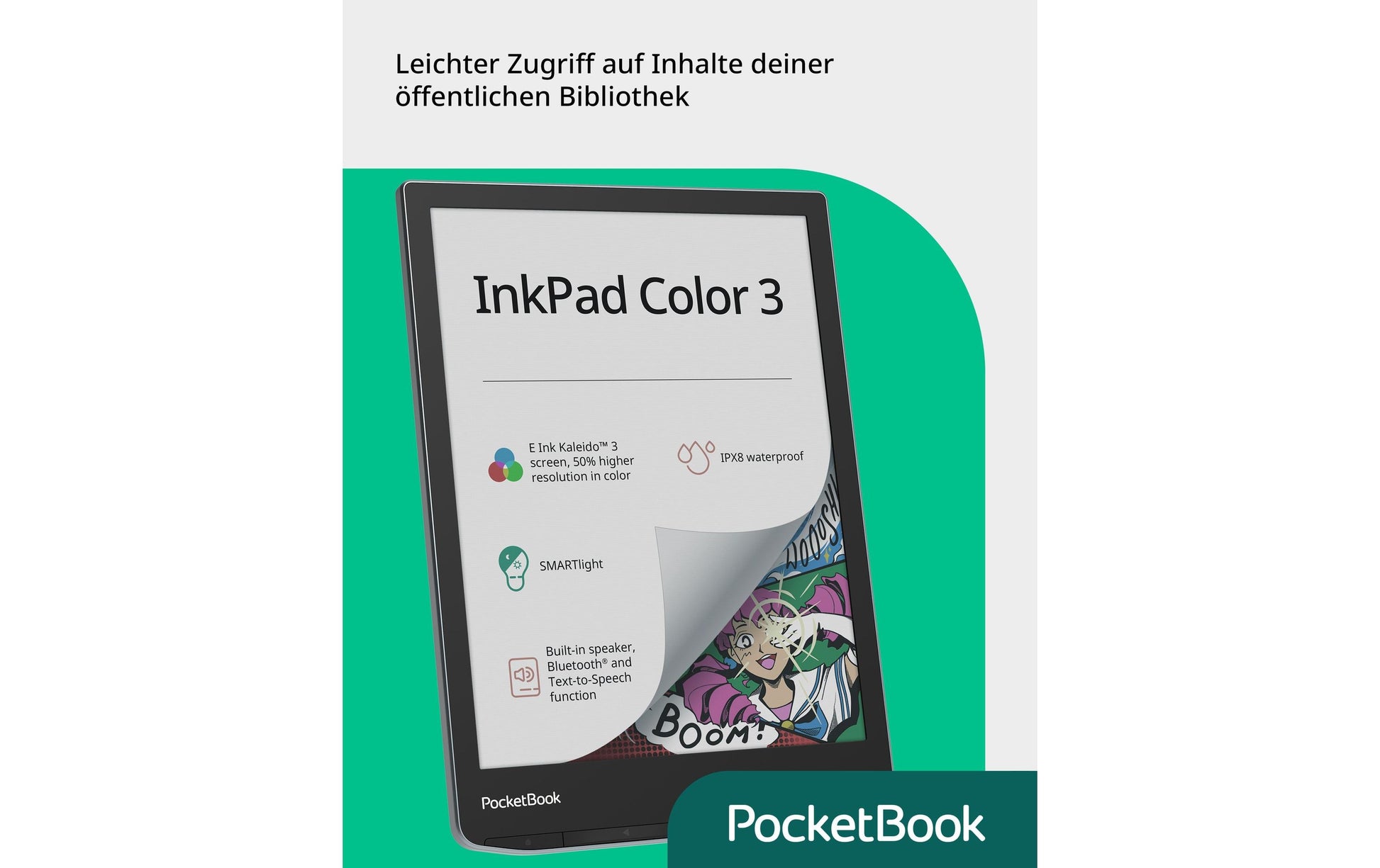 PocketBook InkPad Color 3 – 7,8" E-Ink Kaleido 3, 32 GB, IPX8, Schwarz